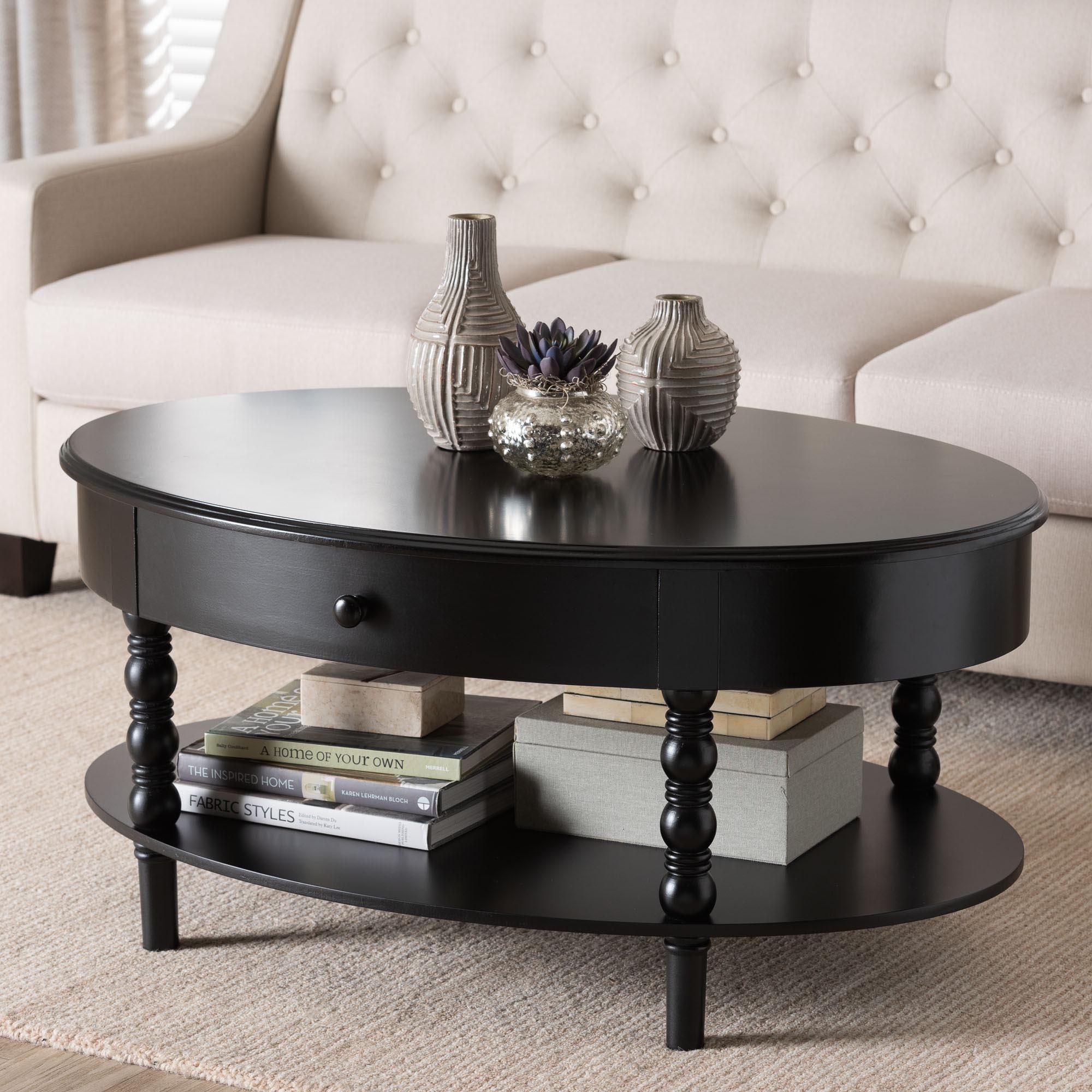 Malinda Classic Wood 1-Drawer Coffee Table with Spindle Legs