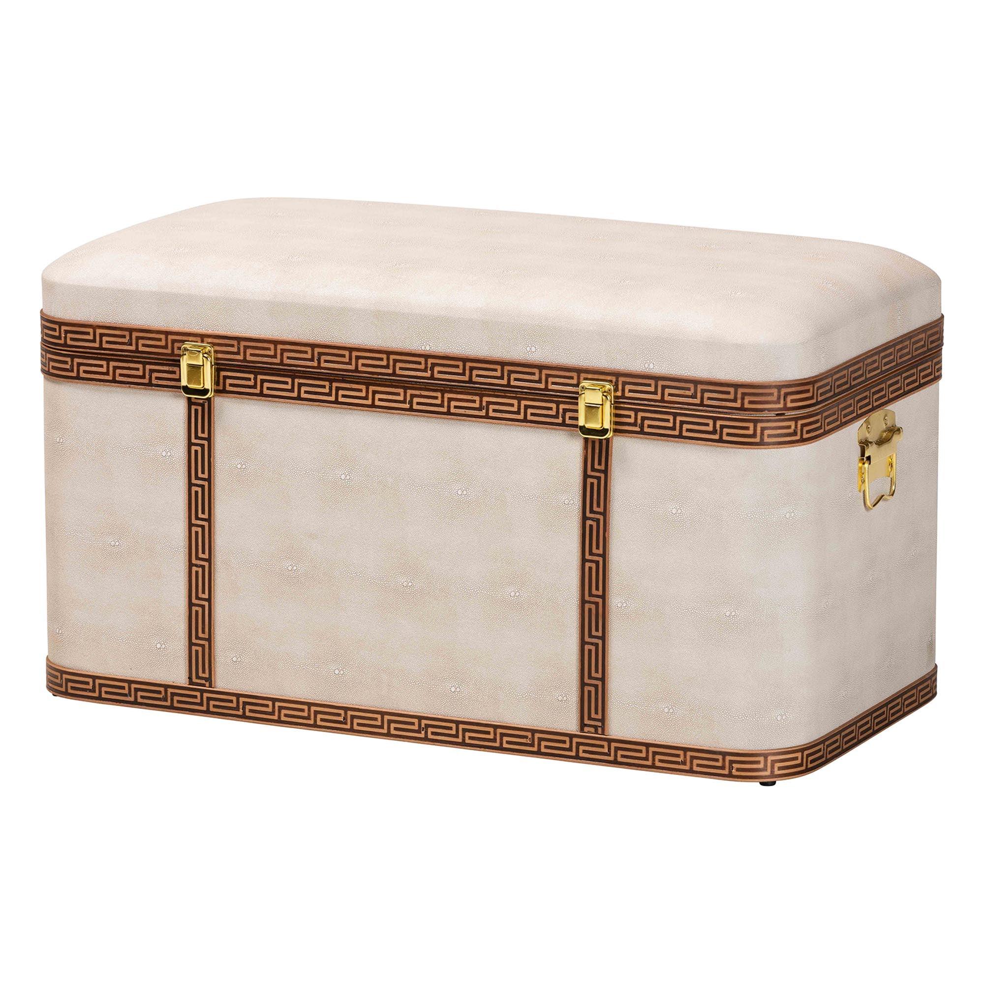 Brenner Modern Transitional Faux Shagreen Storage Trunk