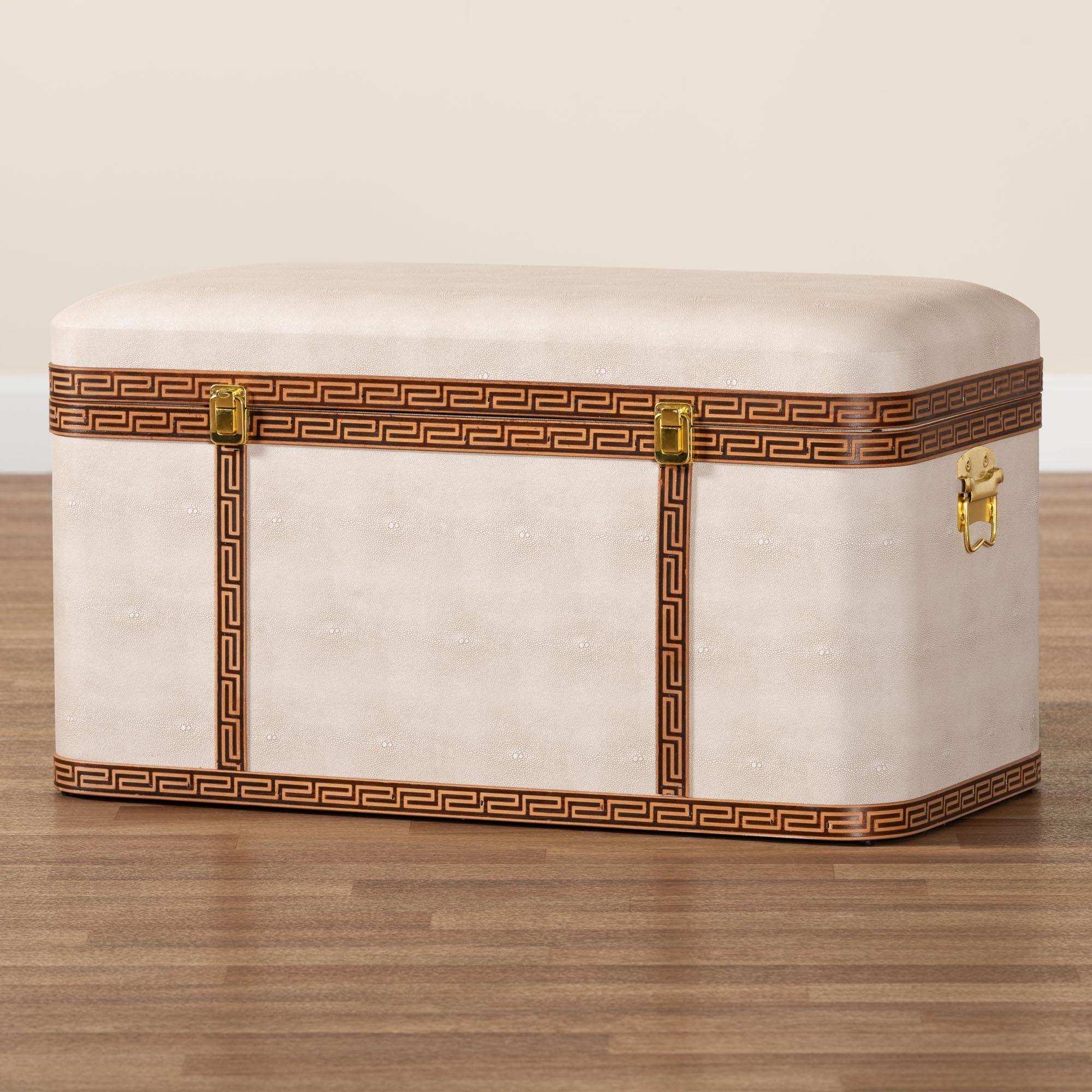 Brenner Modern Transitional Faux Shagreen Storage Trunk