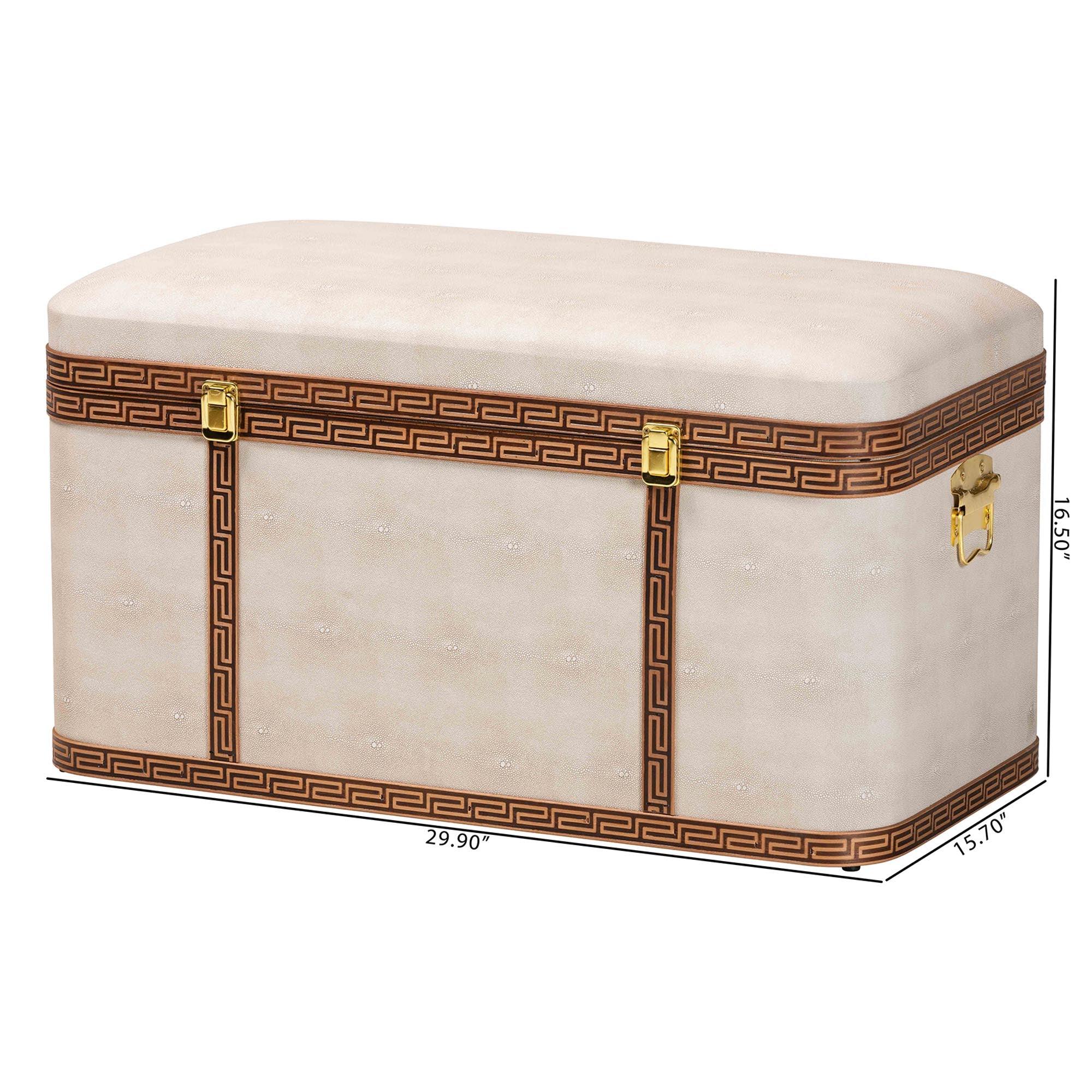 Brenner Modern Transitional Faux Shagreen Storage Trunk