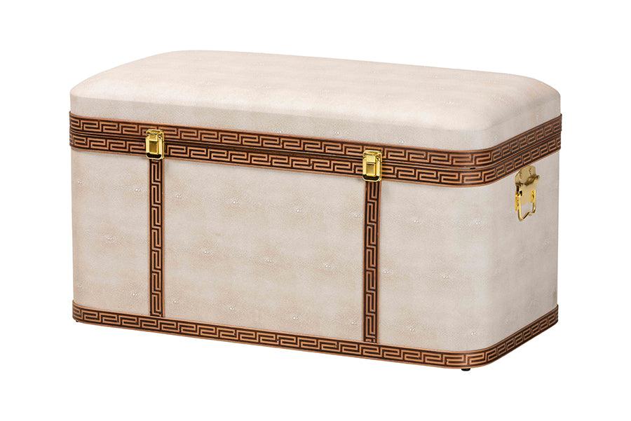 Brenner Modern Transitional Faux Shagreen Storage Trunk