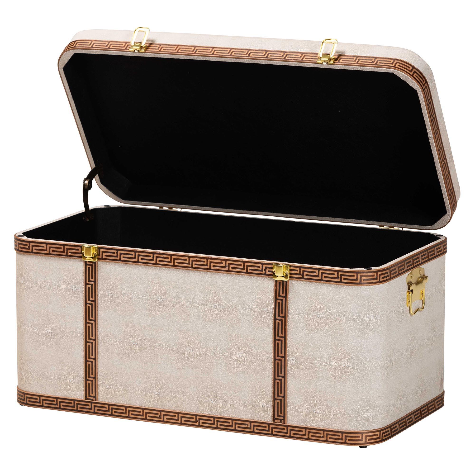 Brenner Modern Transitional Faux Shagreen Storage Trunk