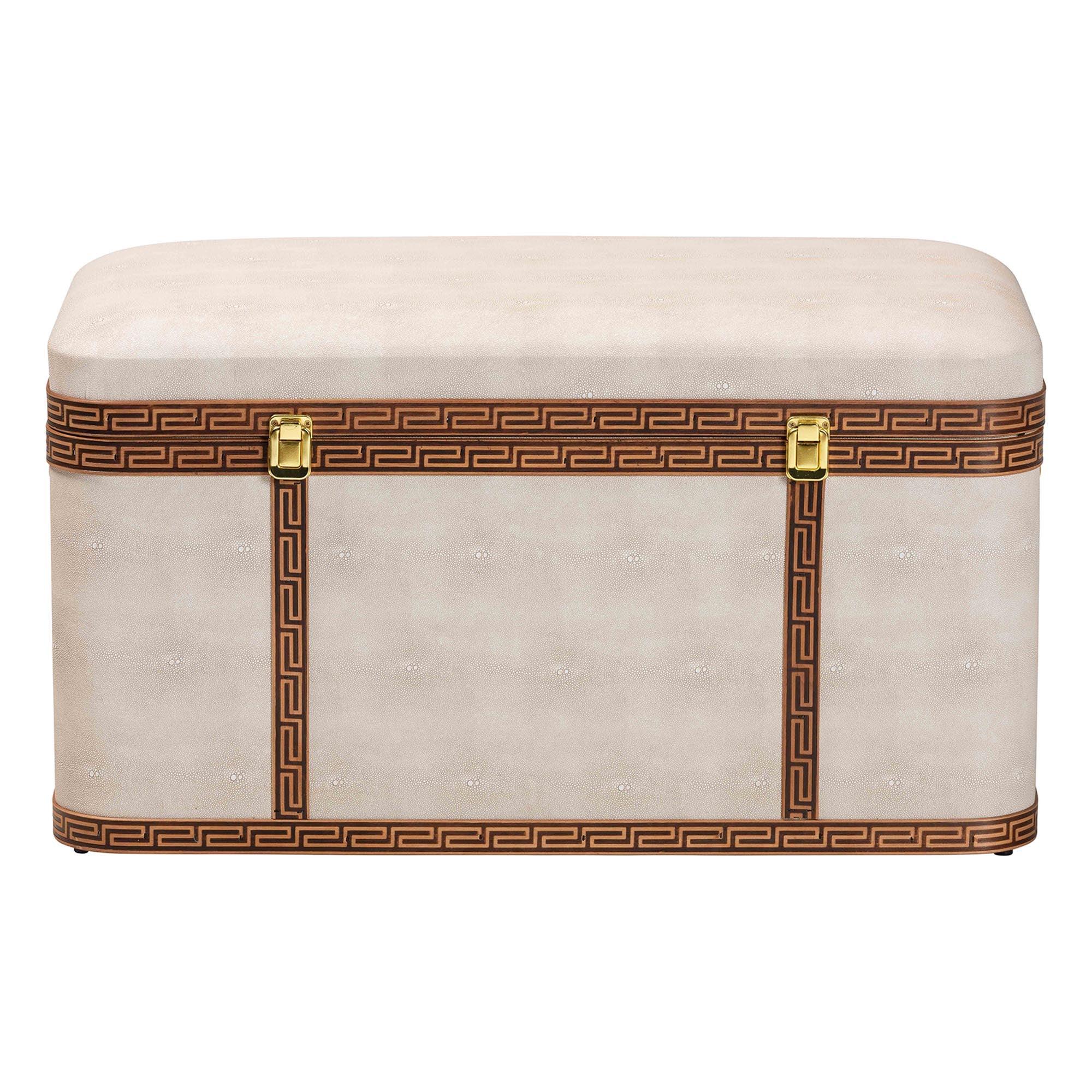 Brenner Modern Transitional Faux Shagreen Storage Trunk