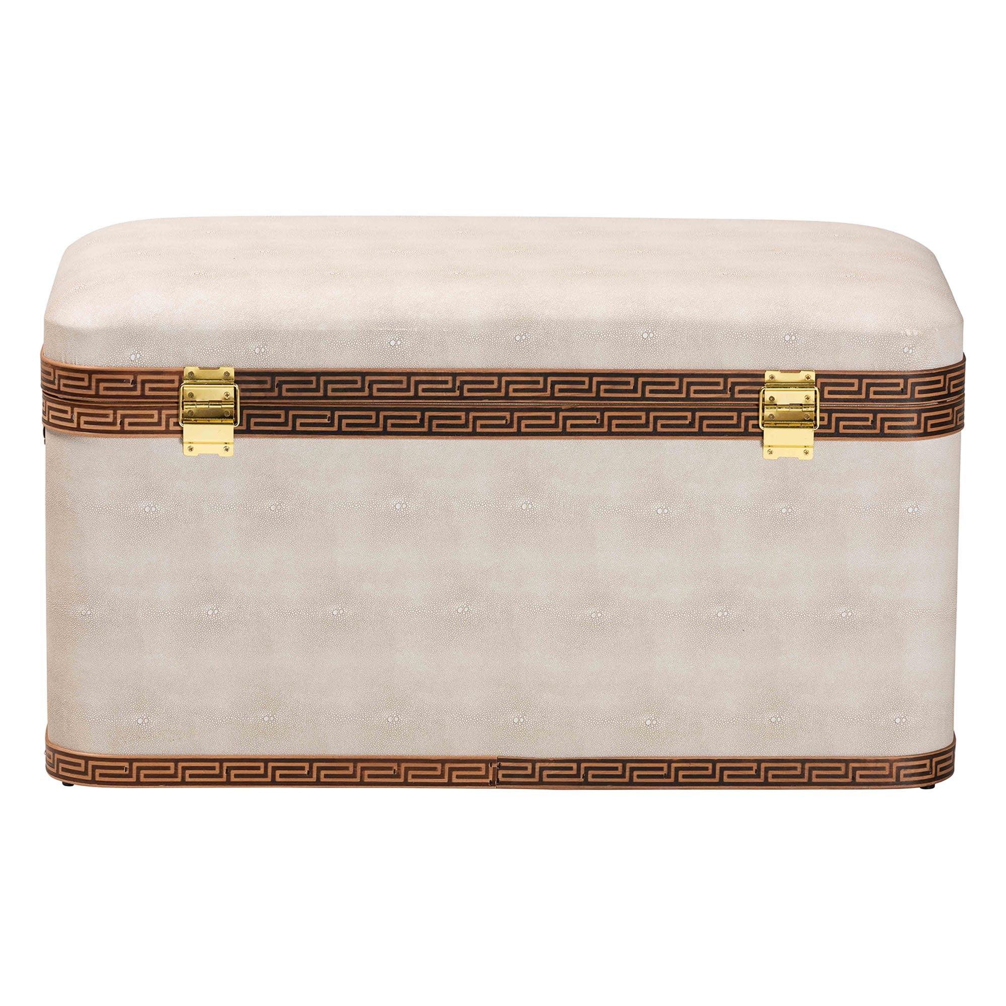 Brenner Modern Transitional Faux Shagreen Storage Trunk