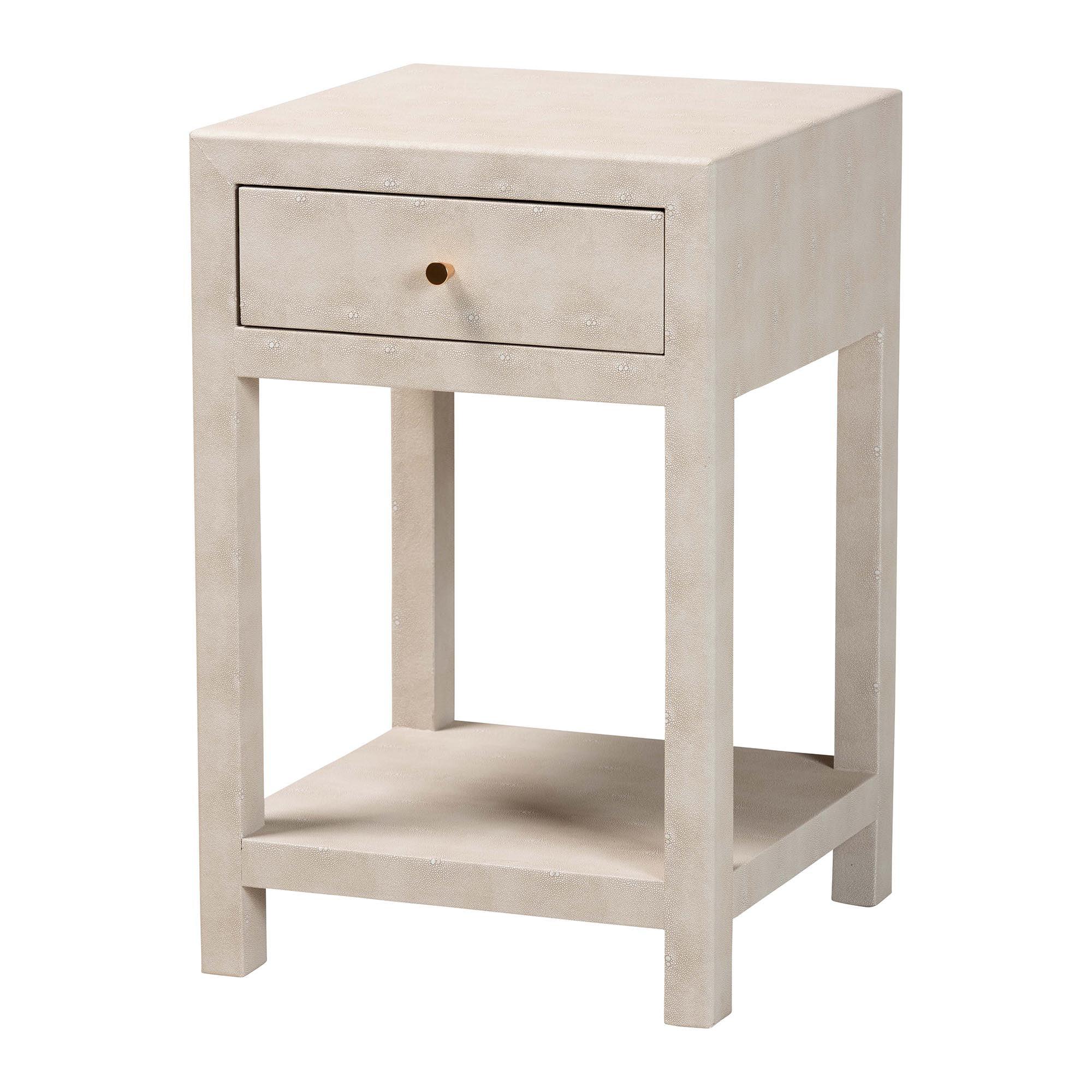 Dansby Modern Faux Shagreen 1-Drawer End Table