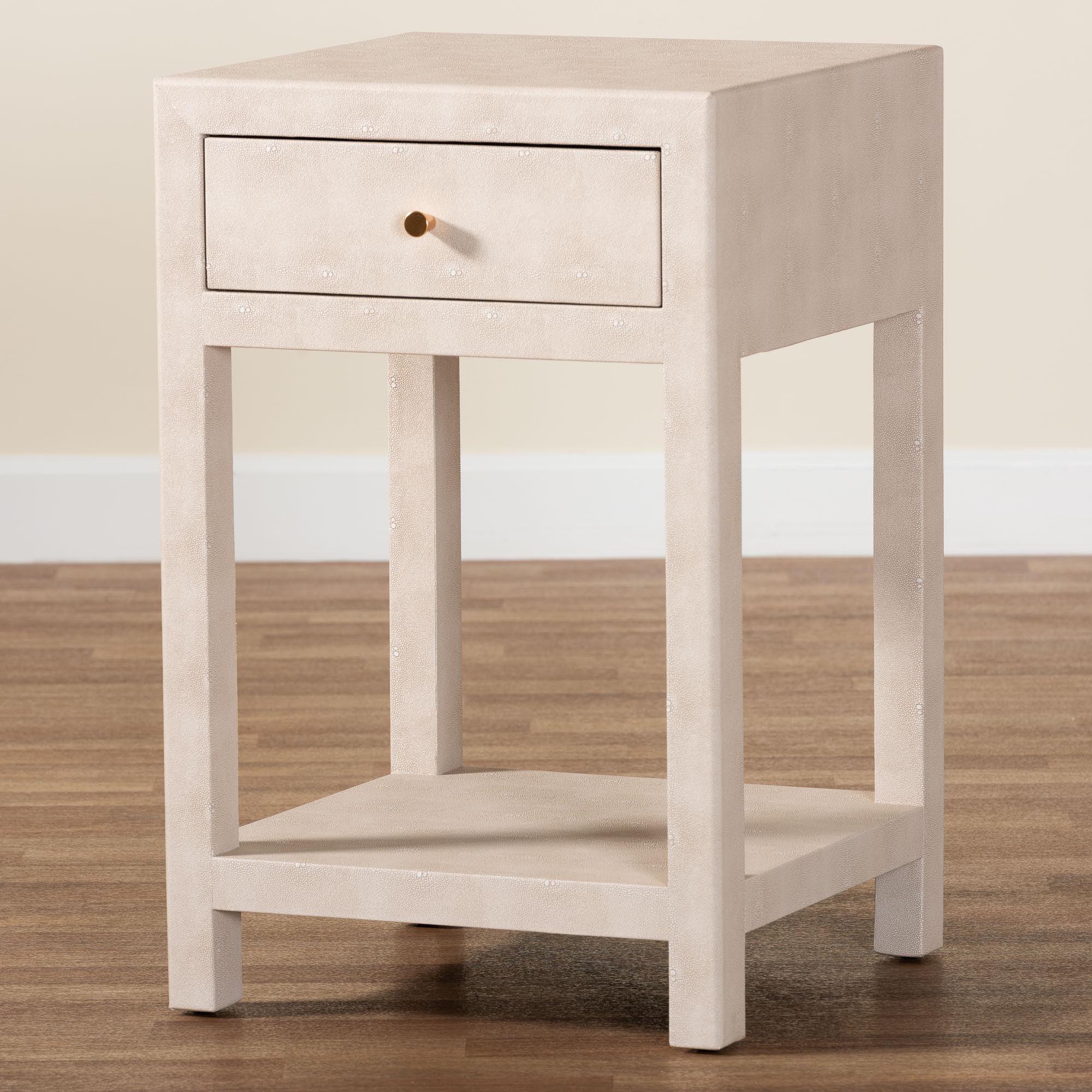 Dansby Modern Faux Shagreen 1-Drawer End Table