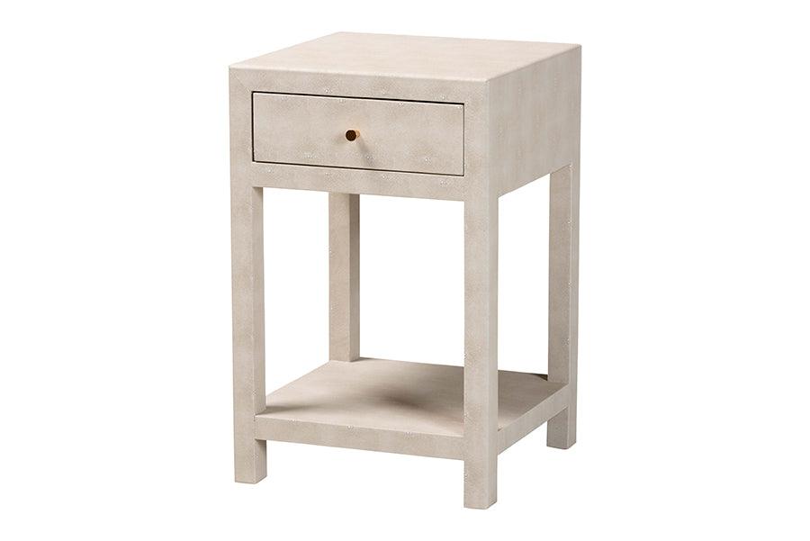 Dansby Modern Faux Shagreen 1-Drawer End Table