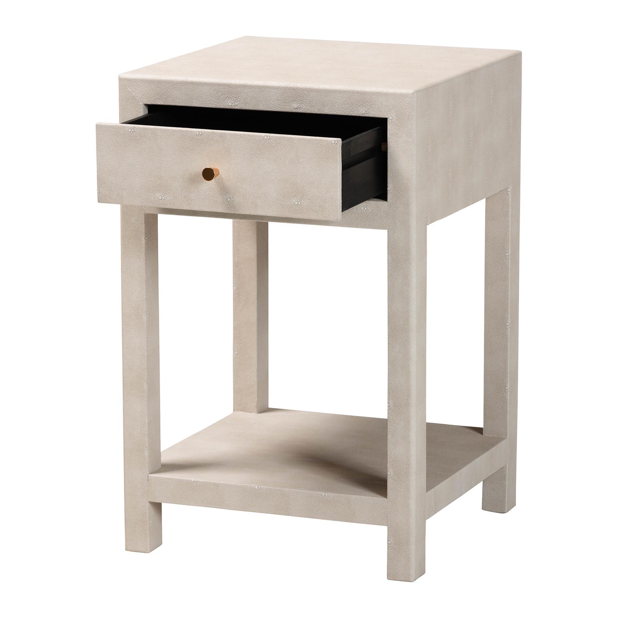 Dansby Modern Faux Shagreen 1-Drawer End Table