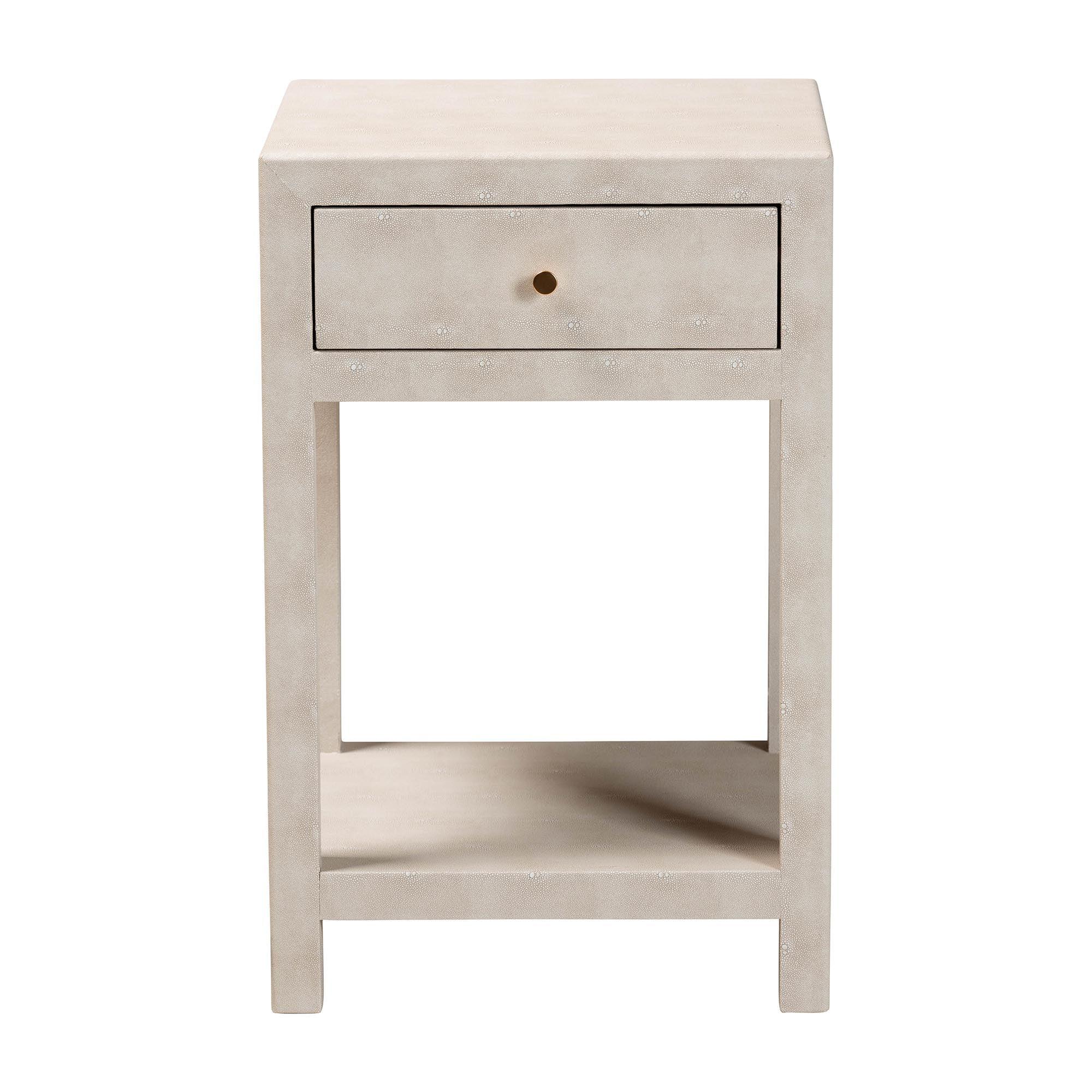 Dansby Modern Faux Shagreen 1-Drawer End Table