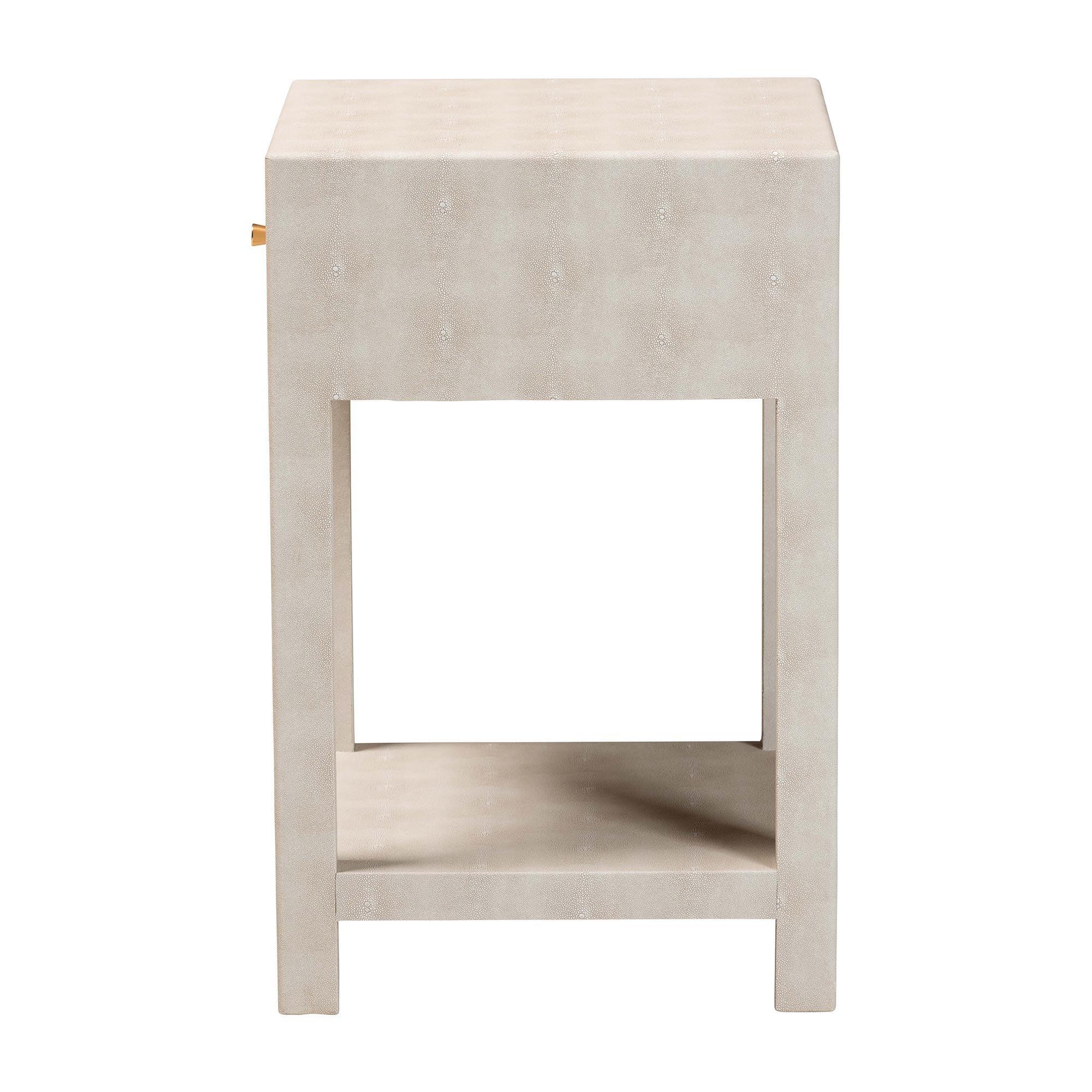 Dansby Modern Faux Shagreen 1-Drawer End Table