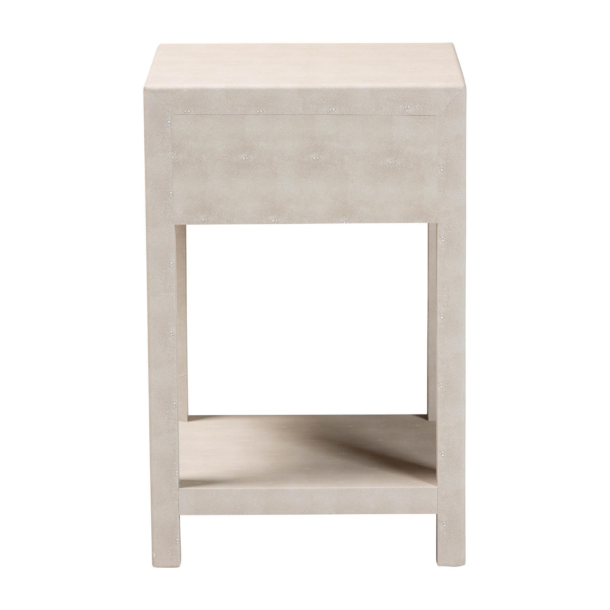 Dansby Modern Faux Shagreen 1-Drawer End Table