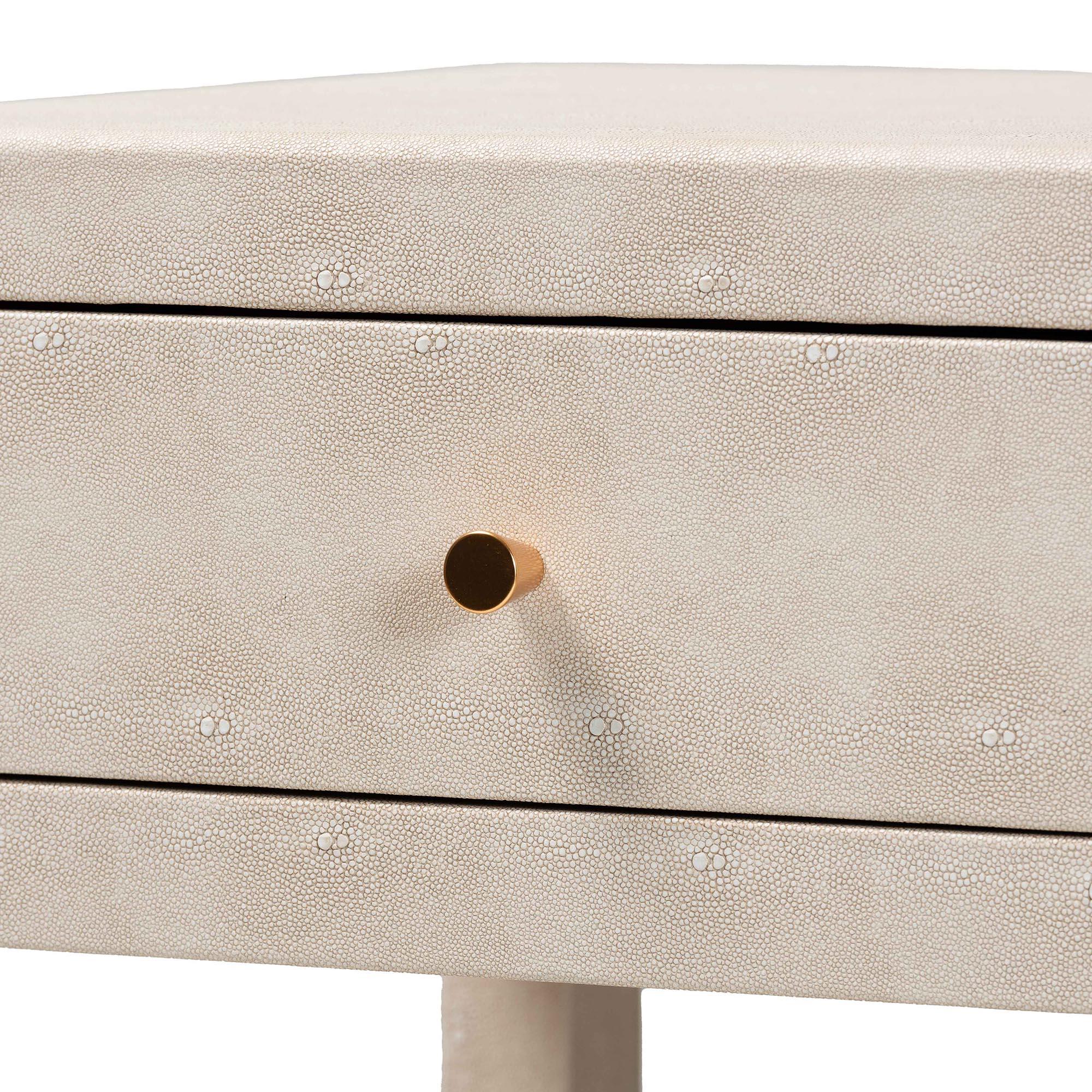 Dansby Modern Faux Shagreen 1-Drawer End Table