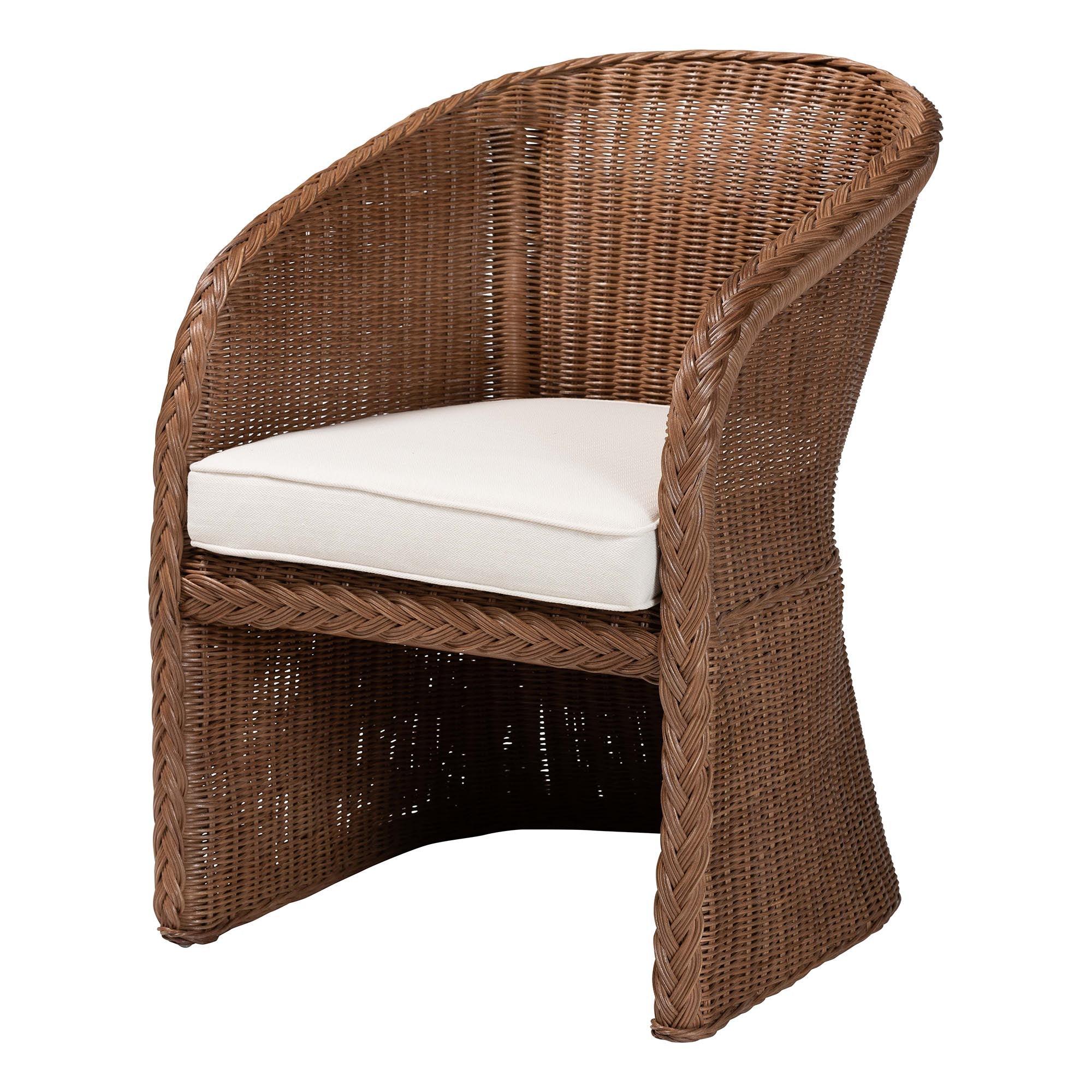 bali & pari Memphis Bohemian Peanut Braided Rattan Arm Chair