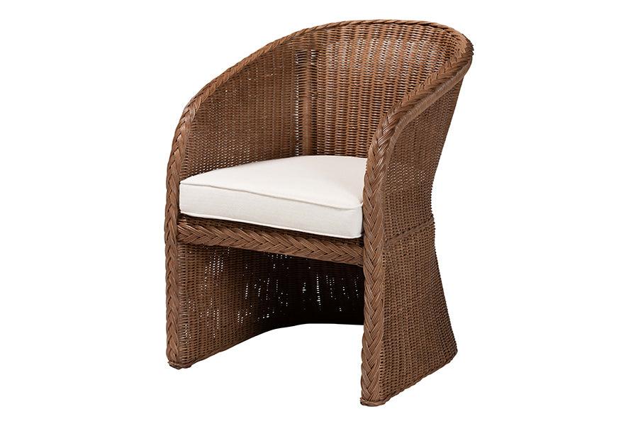 bali & pari Memphis Bohemian Peanut Braided Rattan Arm Chair