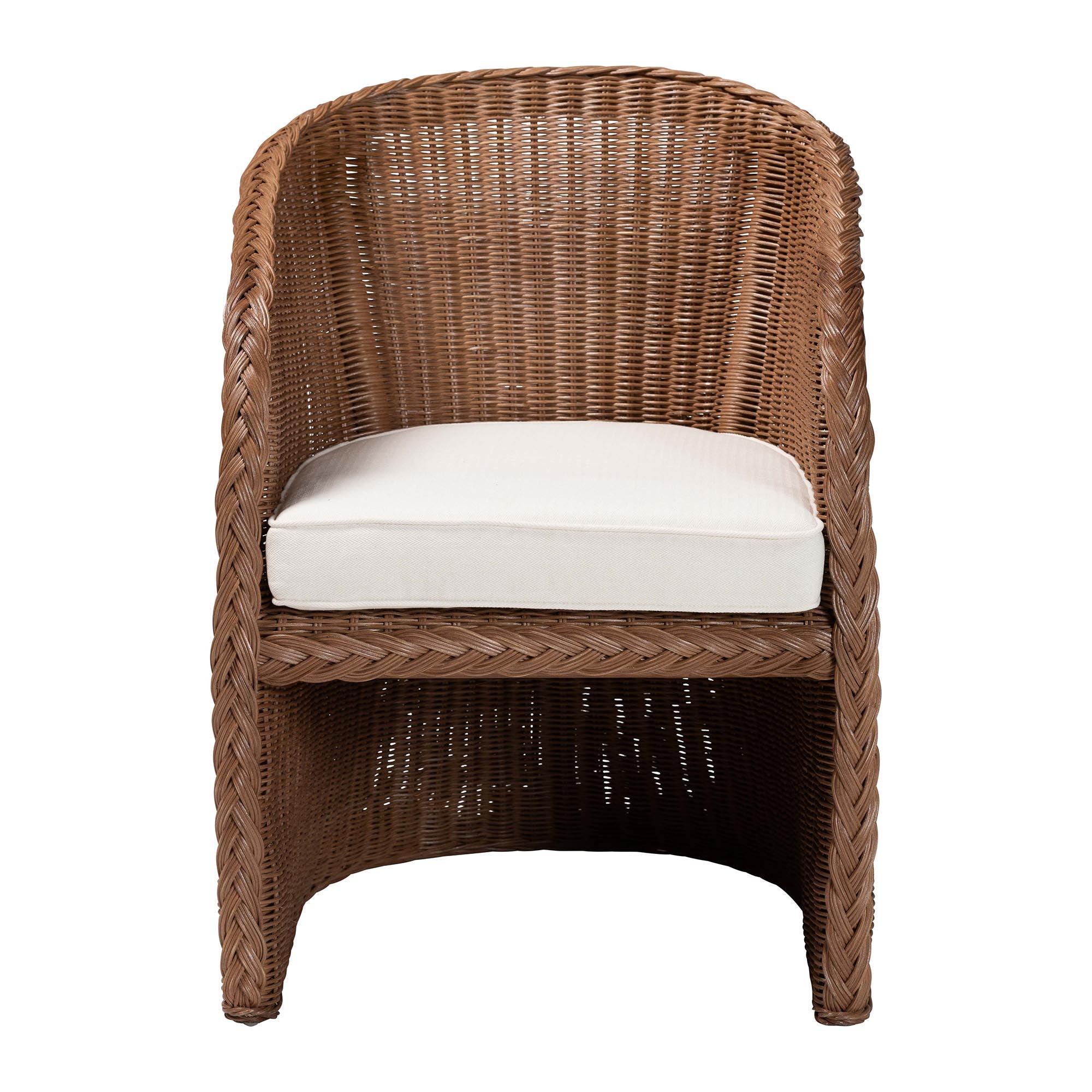 bali & pari Memphis Bohemian Peanut Braided Rattan Arm Chair