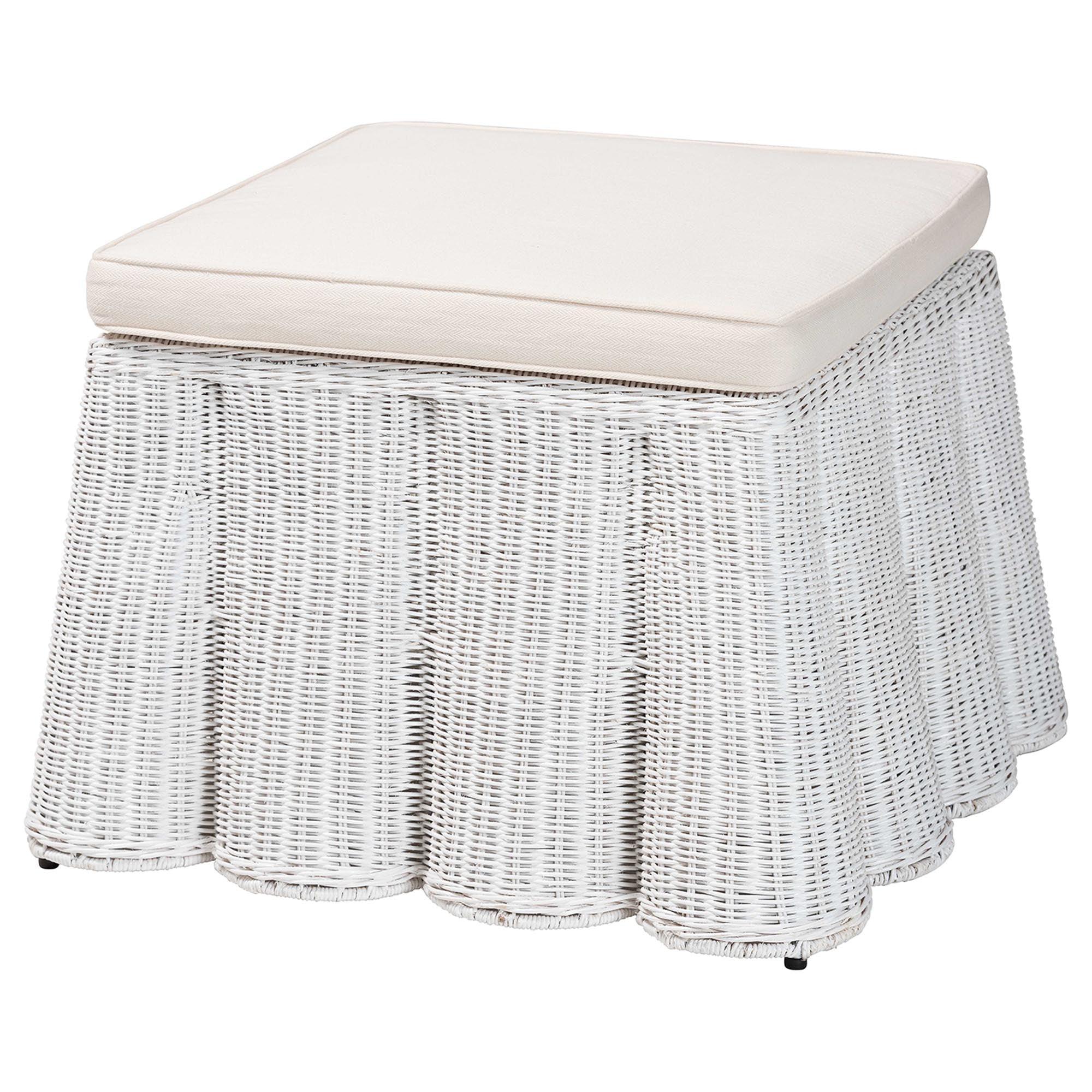 bali & pari Palm Bohemian Scallop Rattan Ottoman