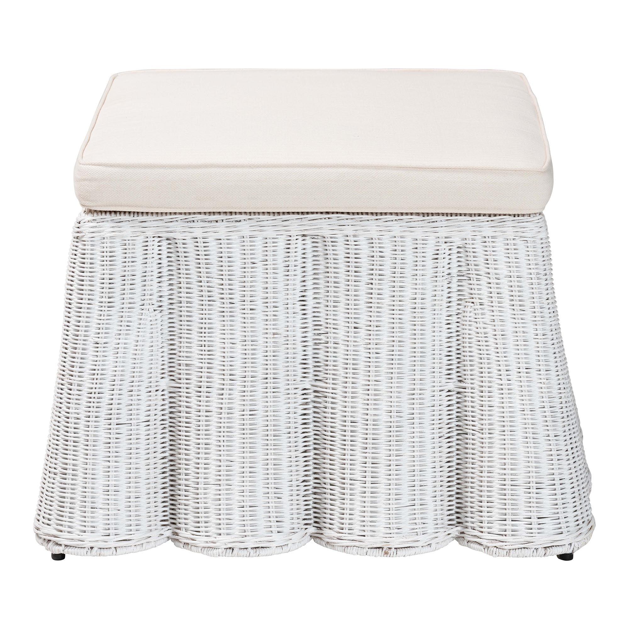 bali & pari Palm Bohemian Scallop Rattan Ottoman