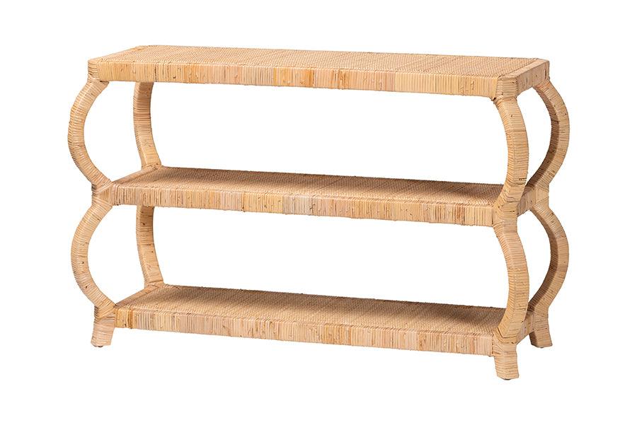 bali & pari Dalida Bohemian Rattan 3-Tier Console Table