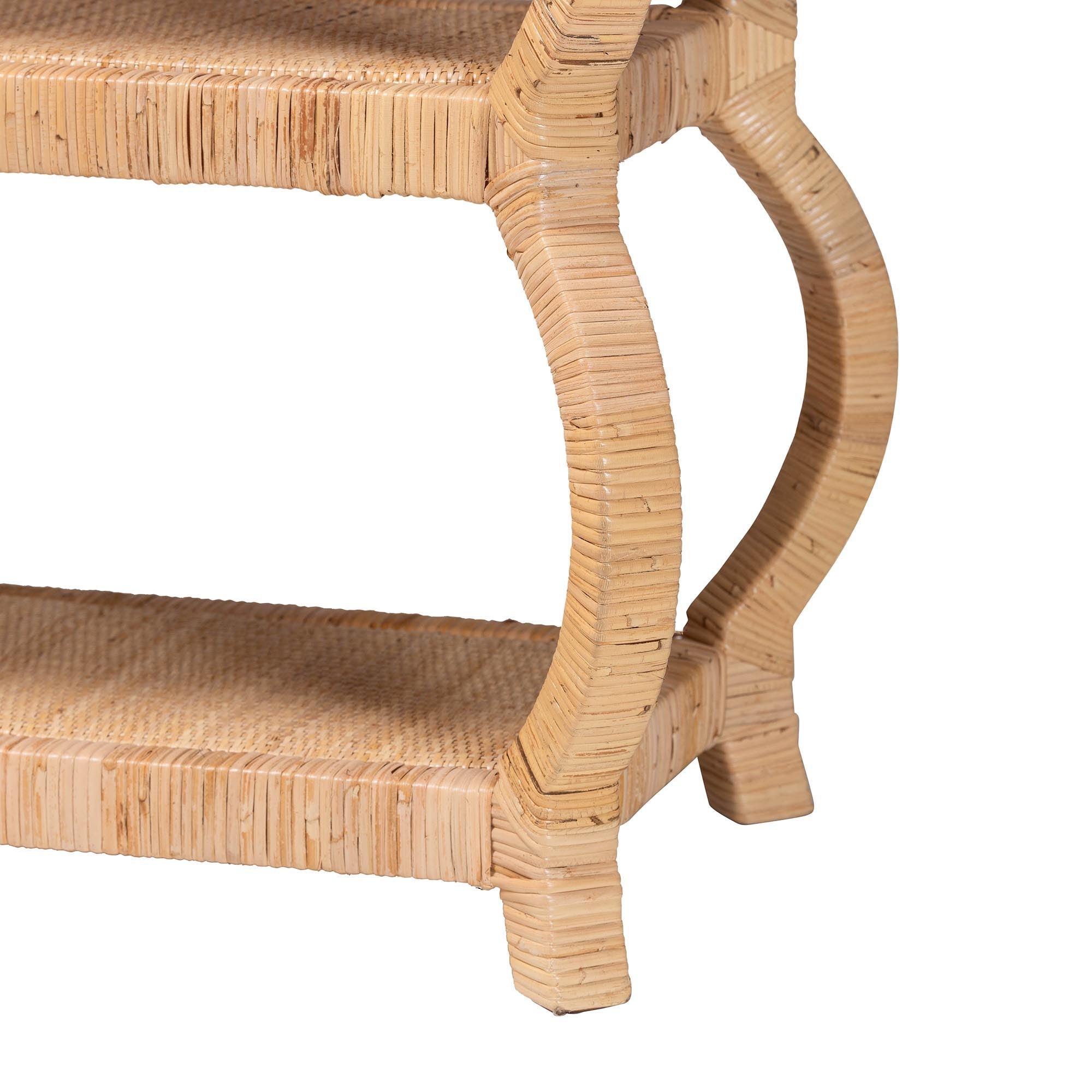 bali & pari Dalida Bohemian Rattan 3-Tier Console Table