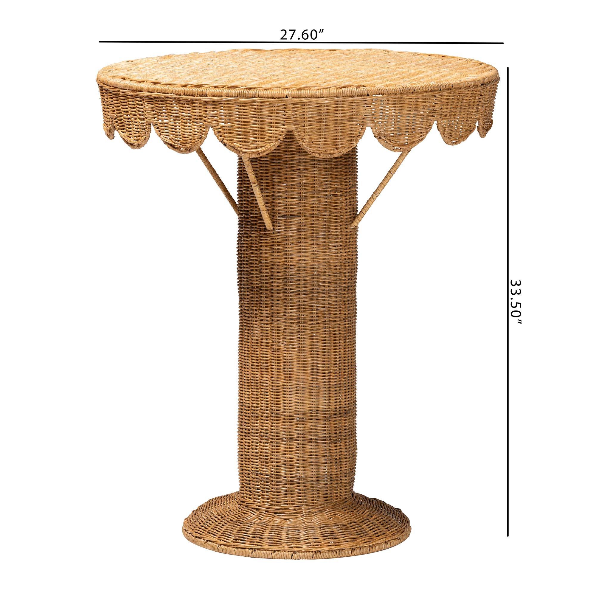 bali & pari Pabla Bohemian Light Honey Rattan Scalloped Accent Table