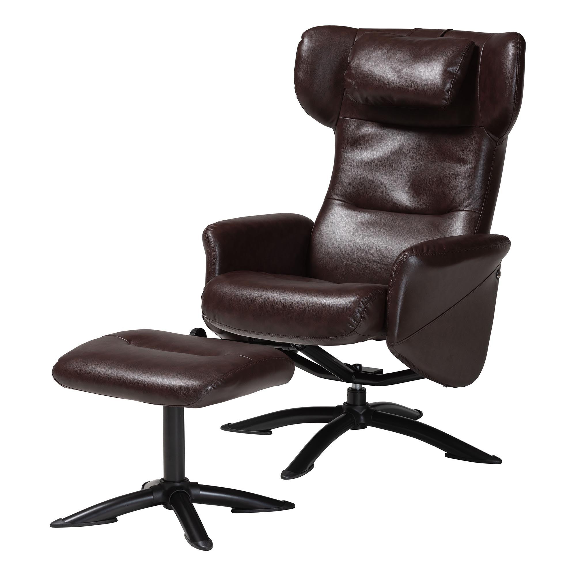 Elwood Modern Faux Leather 2-Piece Lounge Chair and Footrest Set