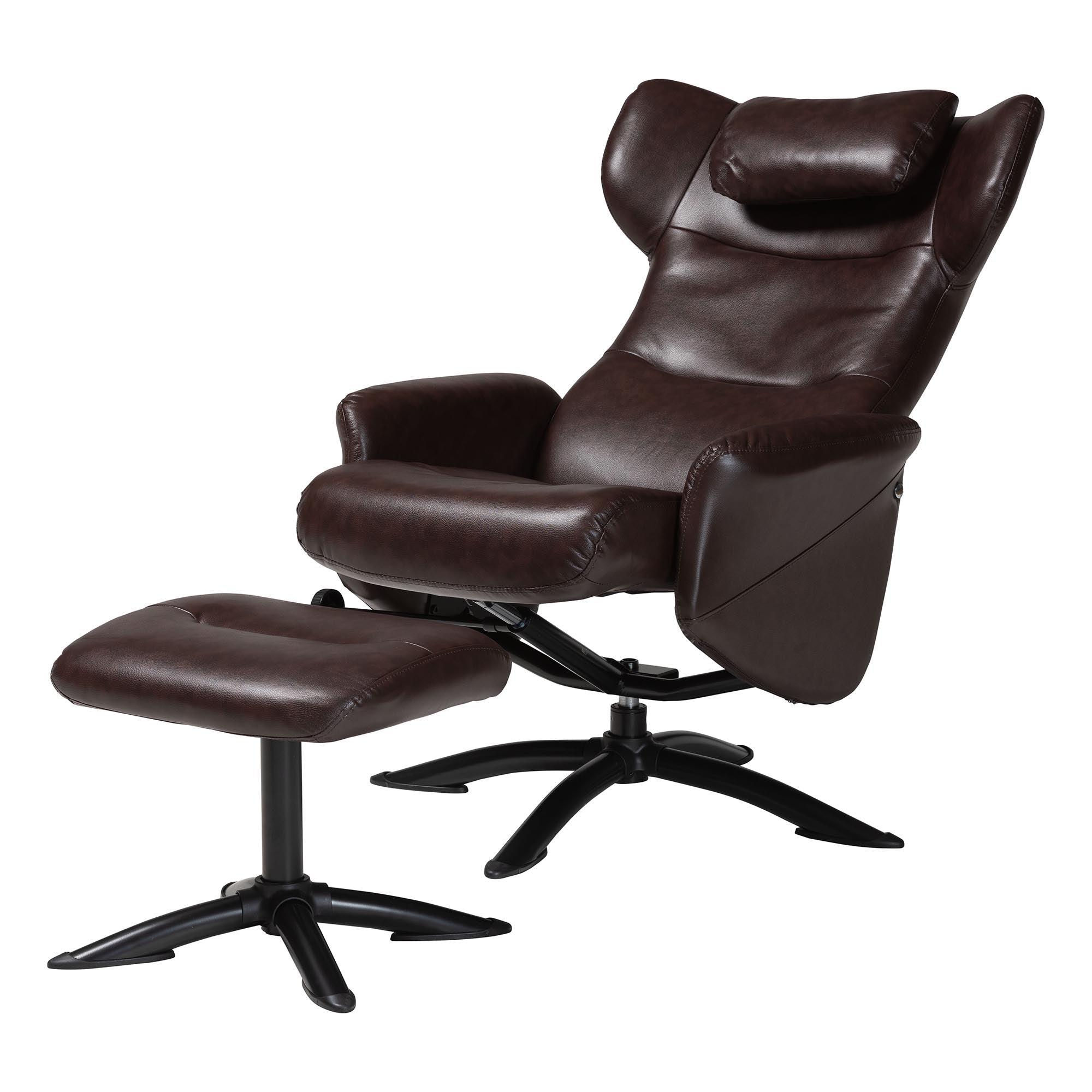 Elwood Modern Faux Leather 2-Piece Lounge Chair and Footrest Set