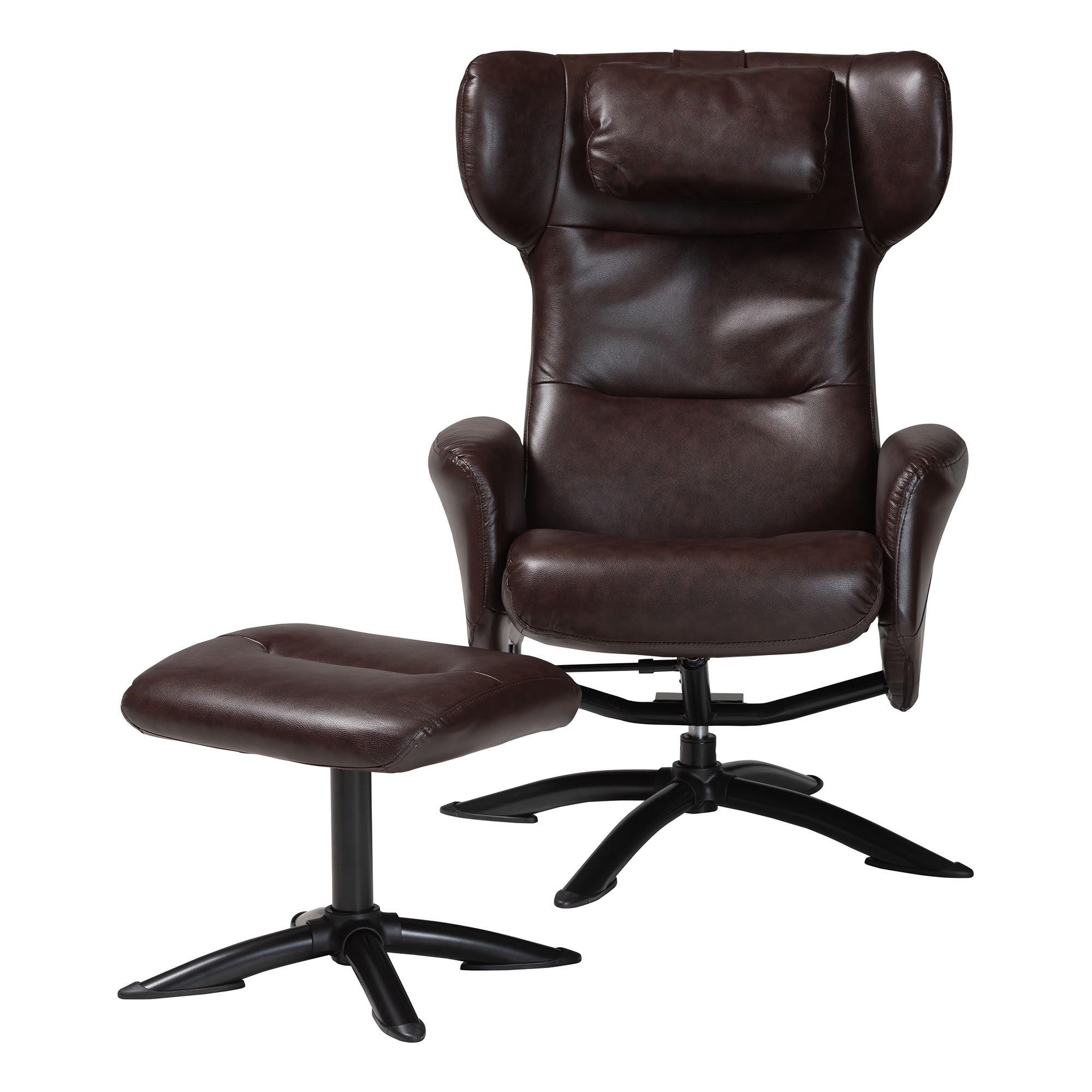 Elwood Modern Faux Leather 2-Piece Lounge Chair and Footrest Set