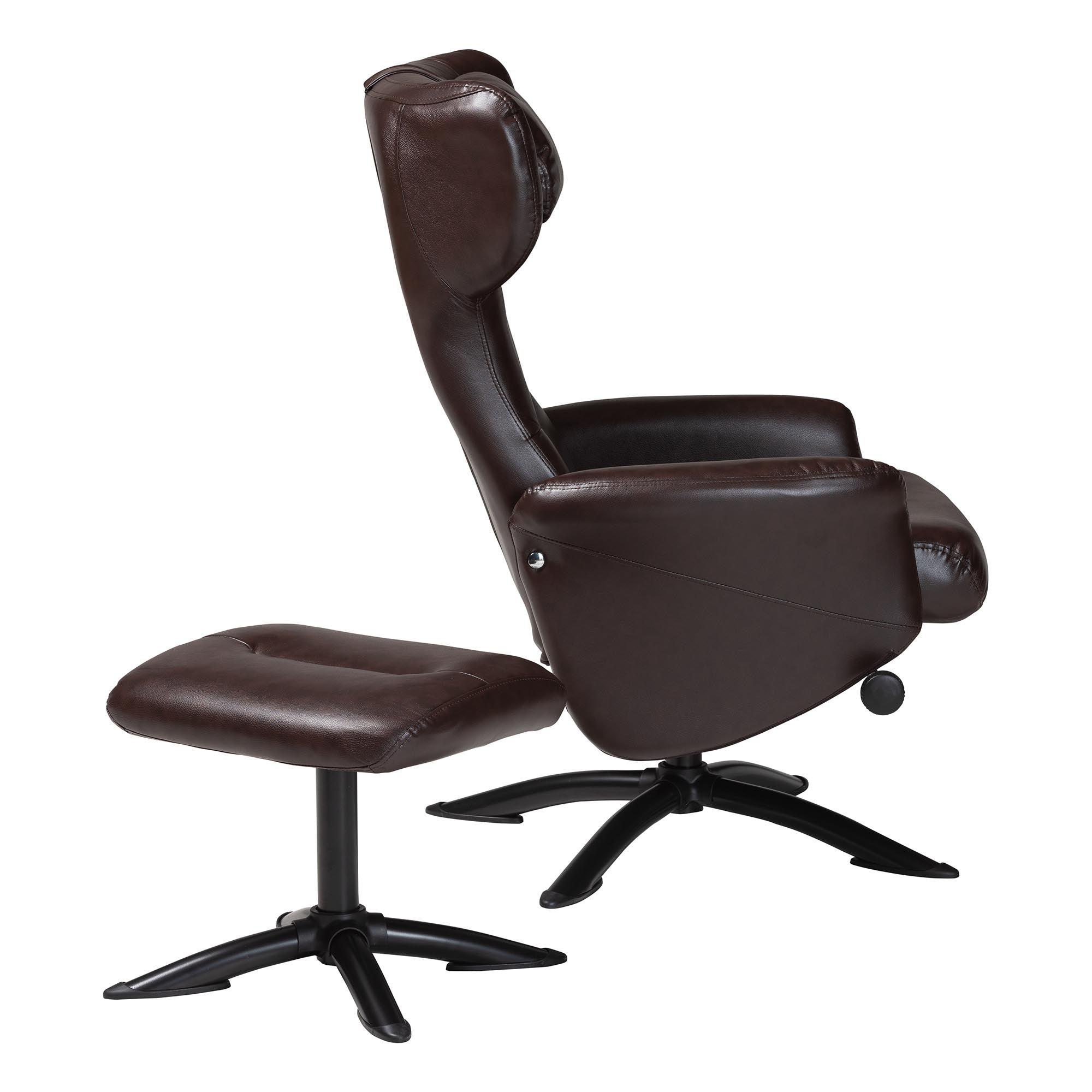 Elwood Modern Faux Leather 2-Piece Lounge Chair and Footrest Set