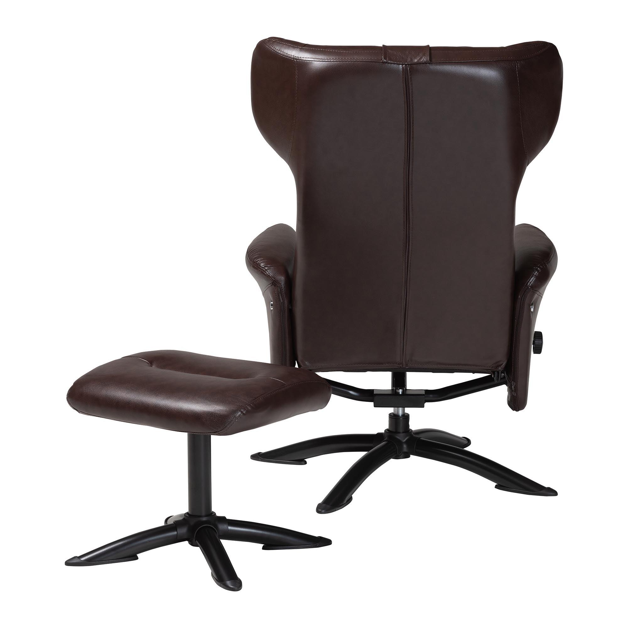 Elwood Modern Faux Leather 2-Piece Lounge Chair and Footrest Set