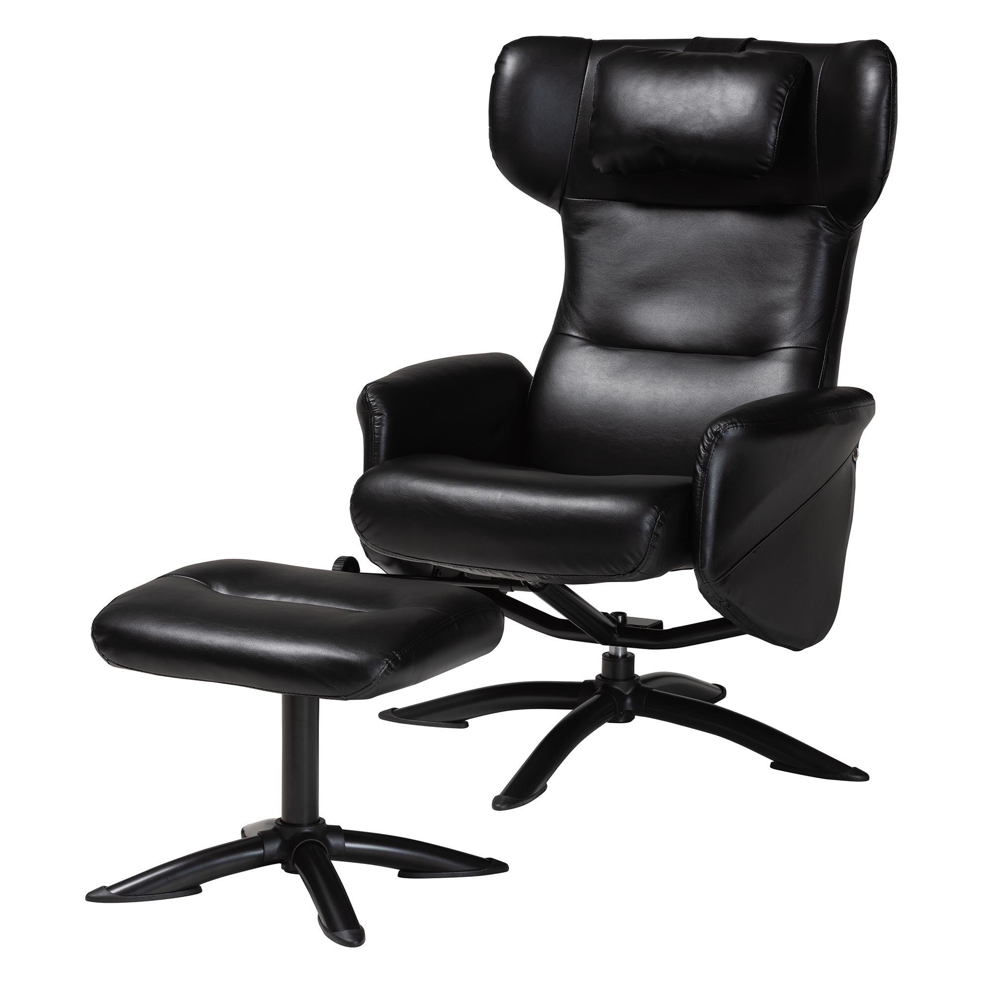 Elwood Modern Faux Leather 2-Piece Lounge Chair and Footrest Set