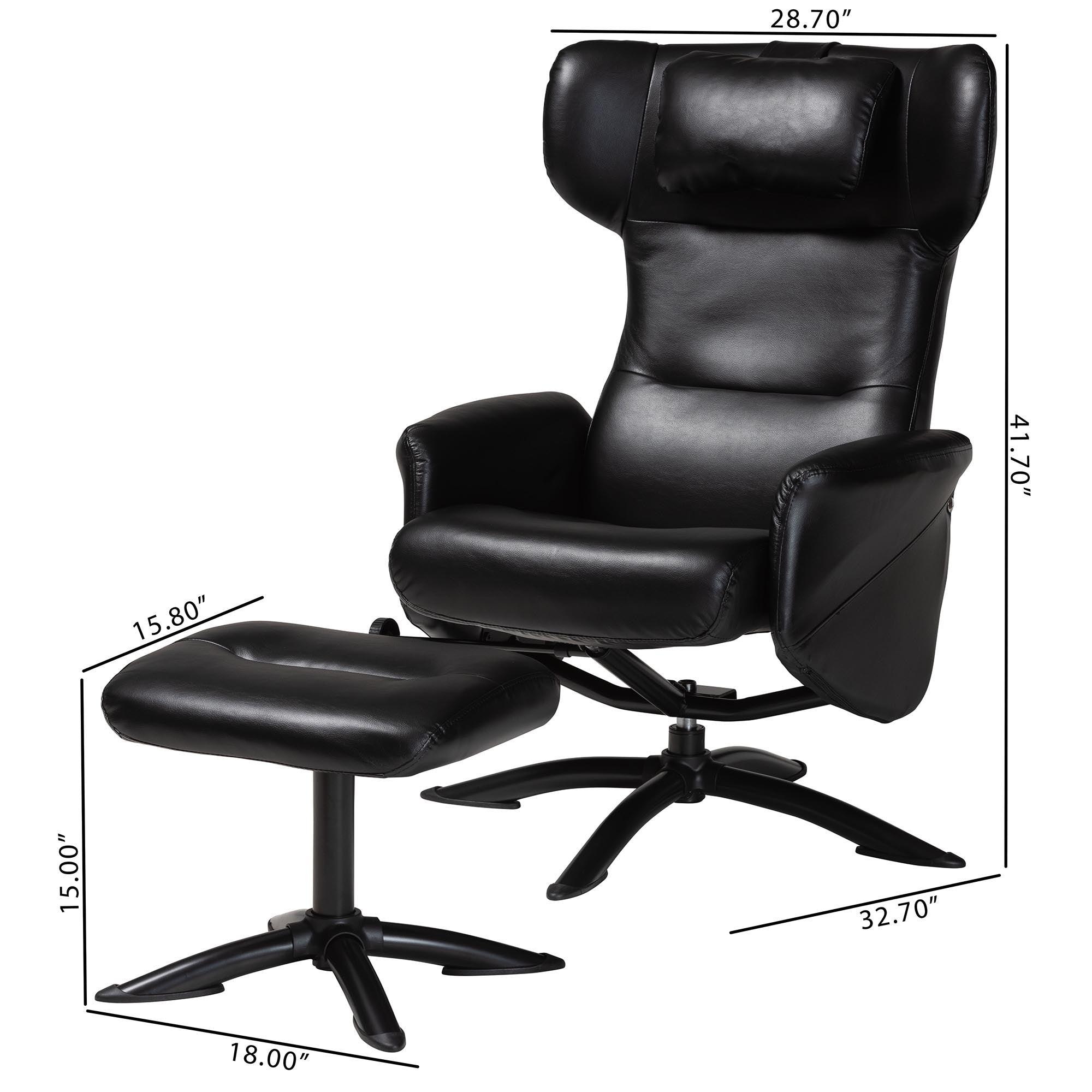 Elwood Modern Faux Leather 2-Piece Lounge Chair and Footrest Set