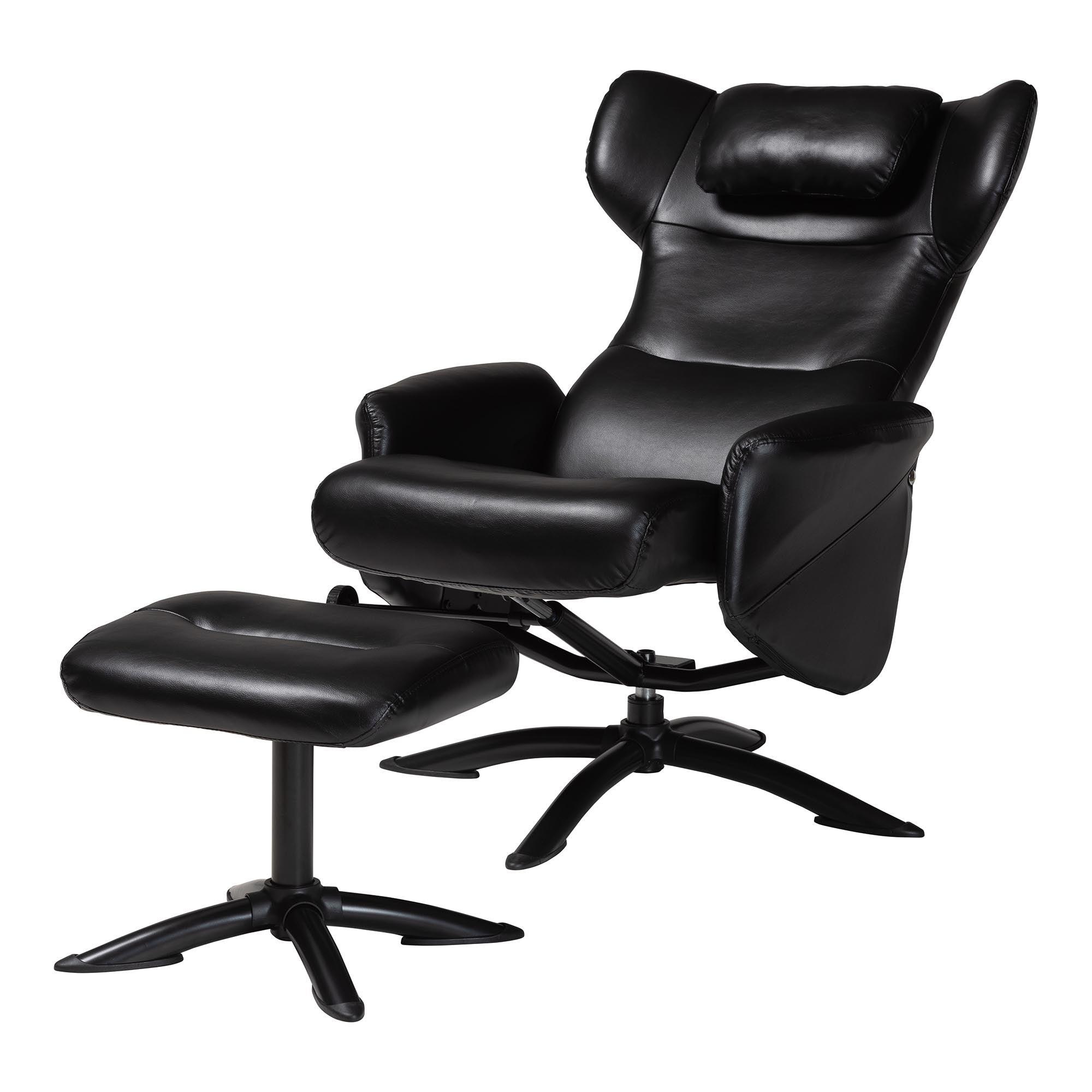 Elwood Modern Faux Leather 2-Piece Lounge Chair and Footrest Set