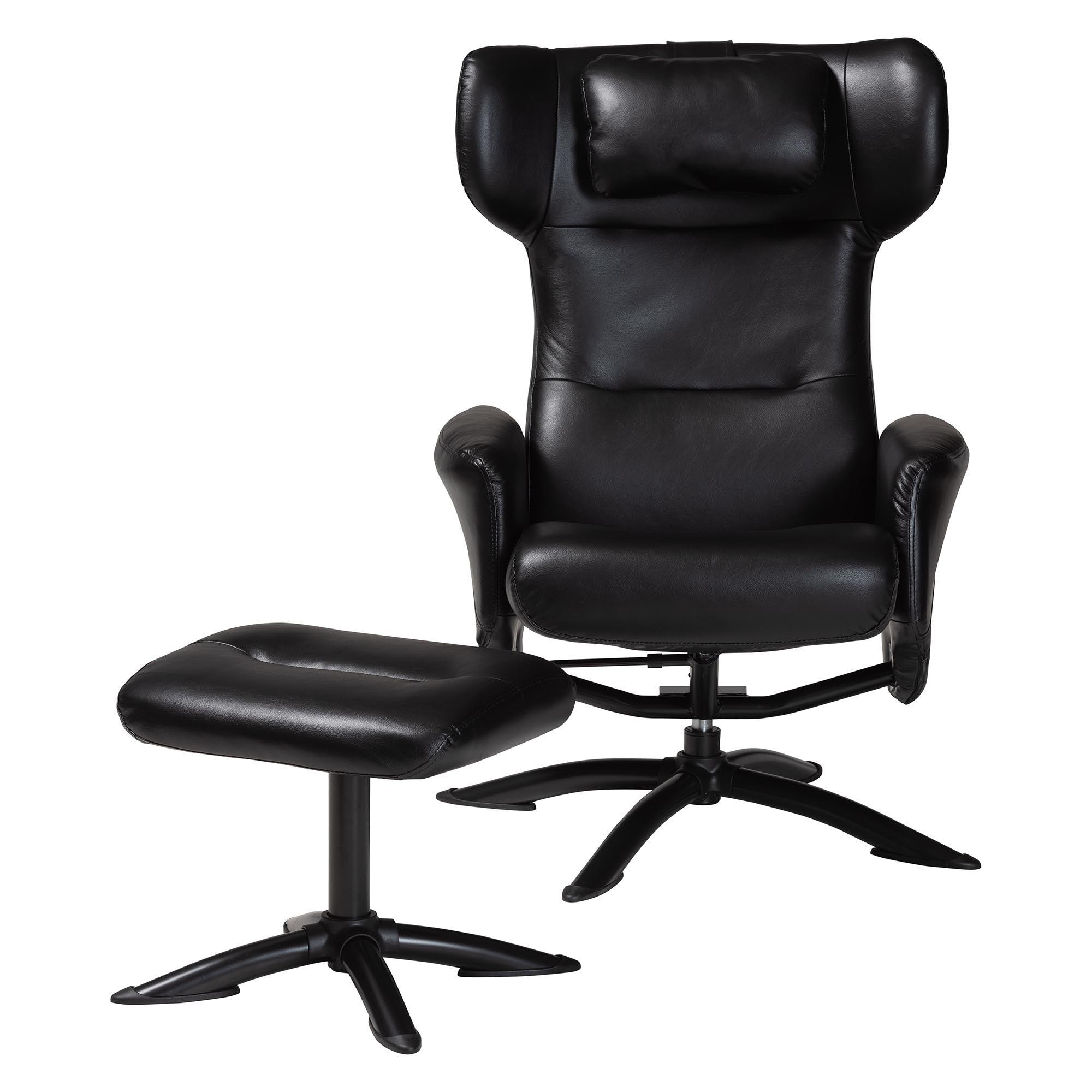 Elwood Modern Faux Leather 2-Piece Lounge Chair and Footrest Set