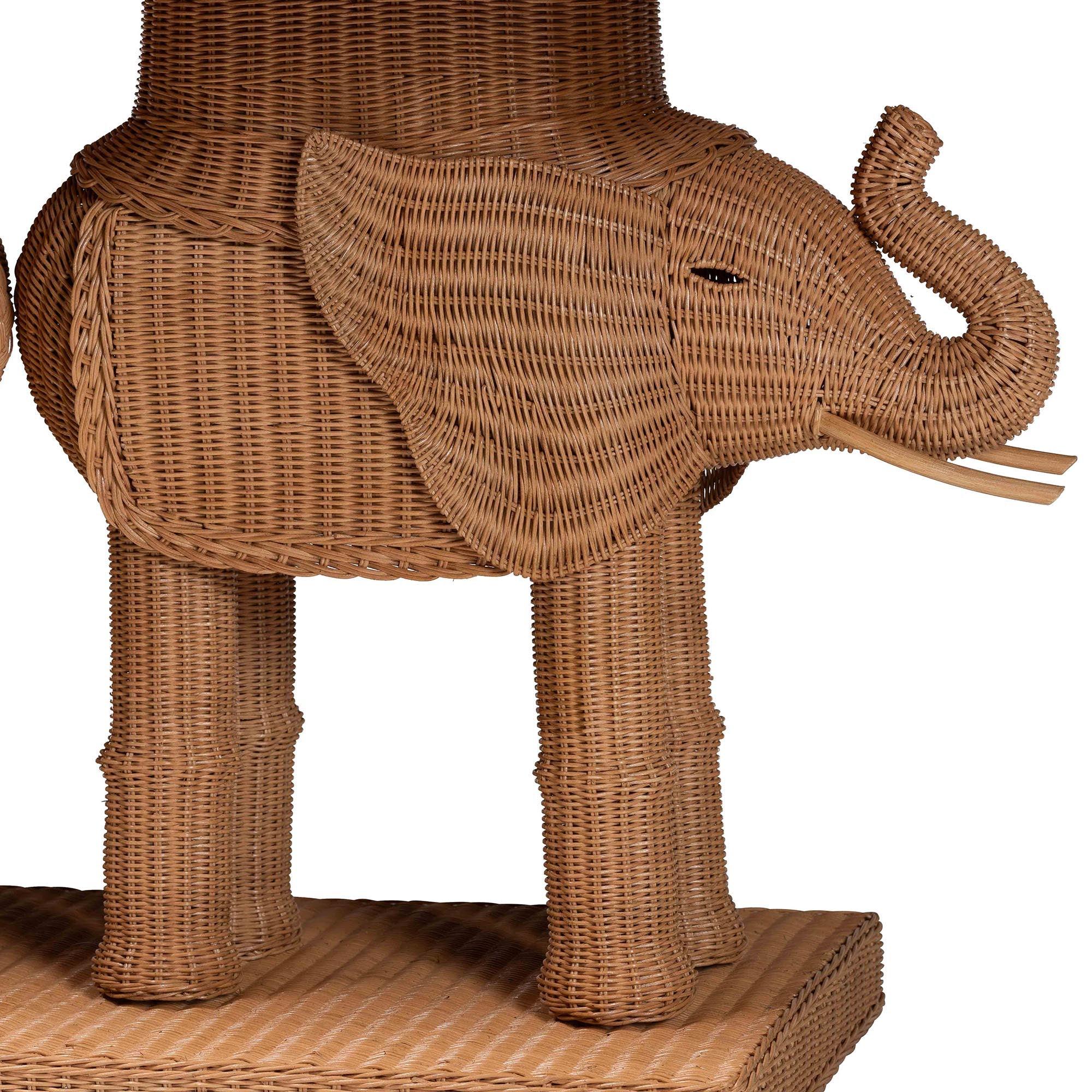 bali & pari Elissa Bohemian Honey Rattan Elephant Console Table