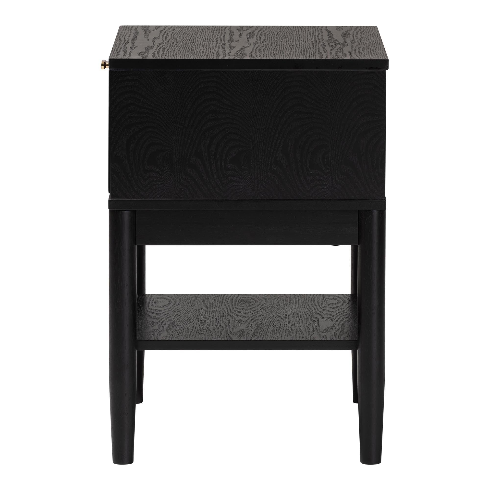 Shirin Mid-Century Fabric and Wood 1-Drawer Nightstand