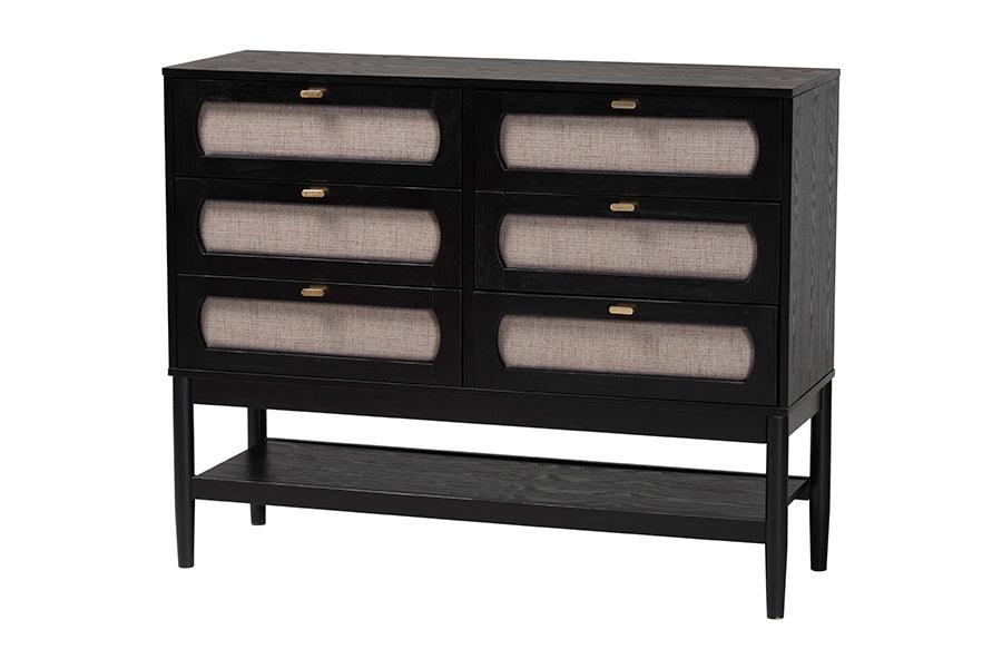 Shirin Mid-Century Fabric and Wood 6-Drawer Dresser