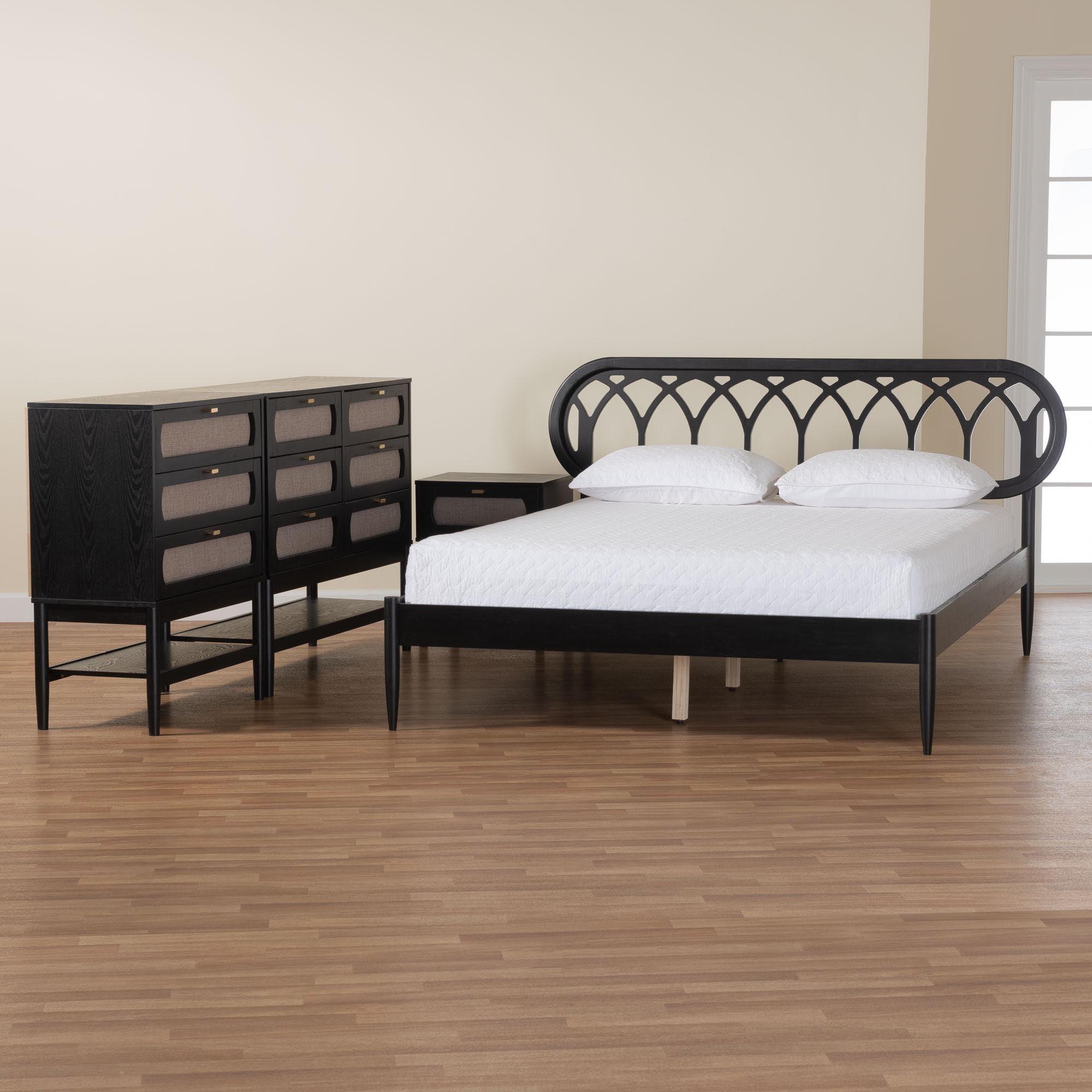 Florica Art Deco Wood 4-Piece Bedroom Set