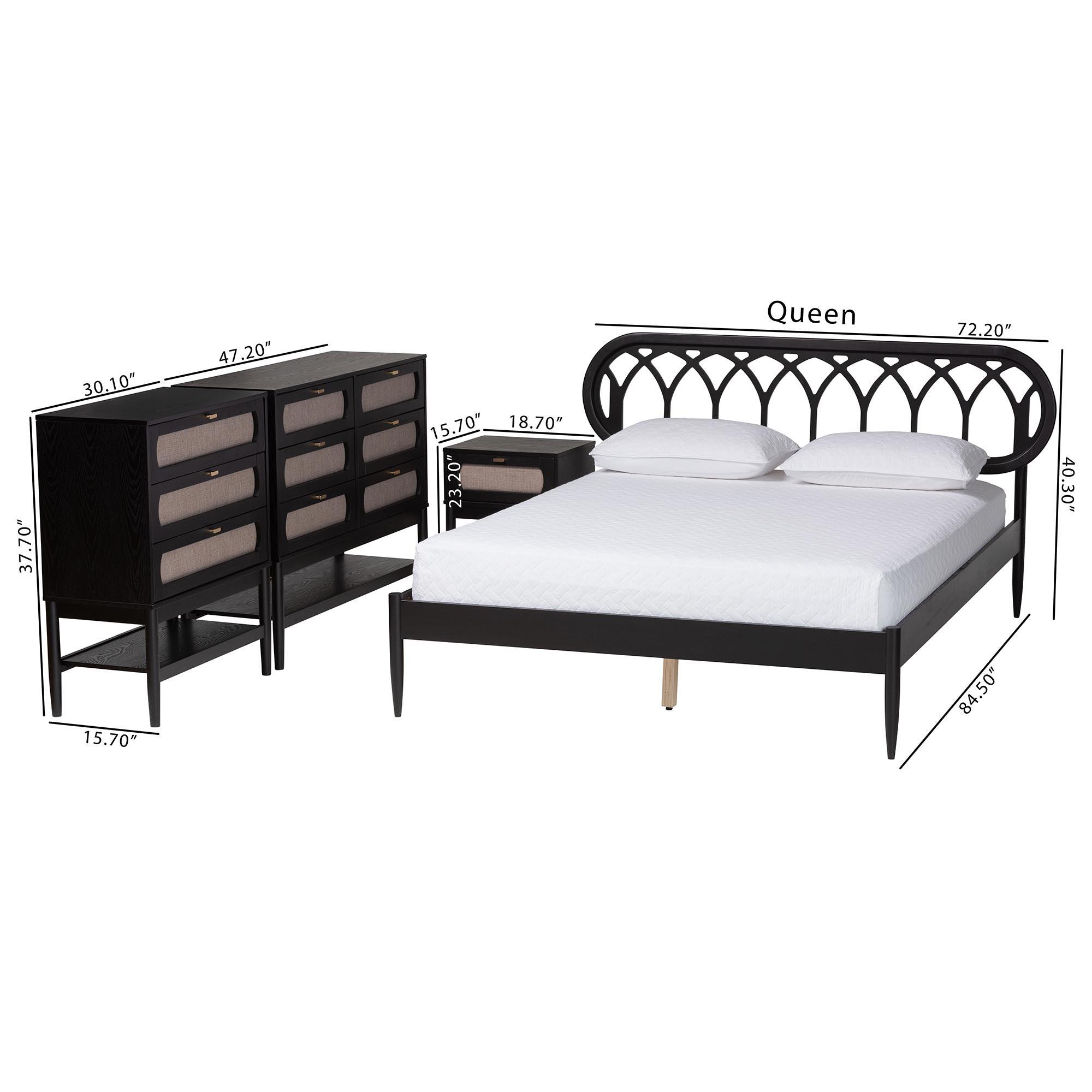 Florica Art Deco Wood 4-Piece Bedroom Set