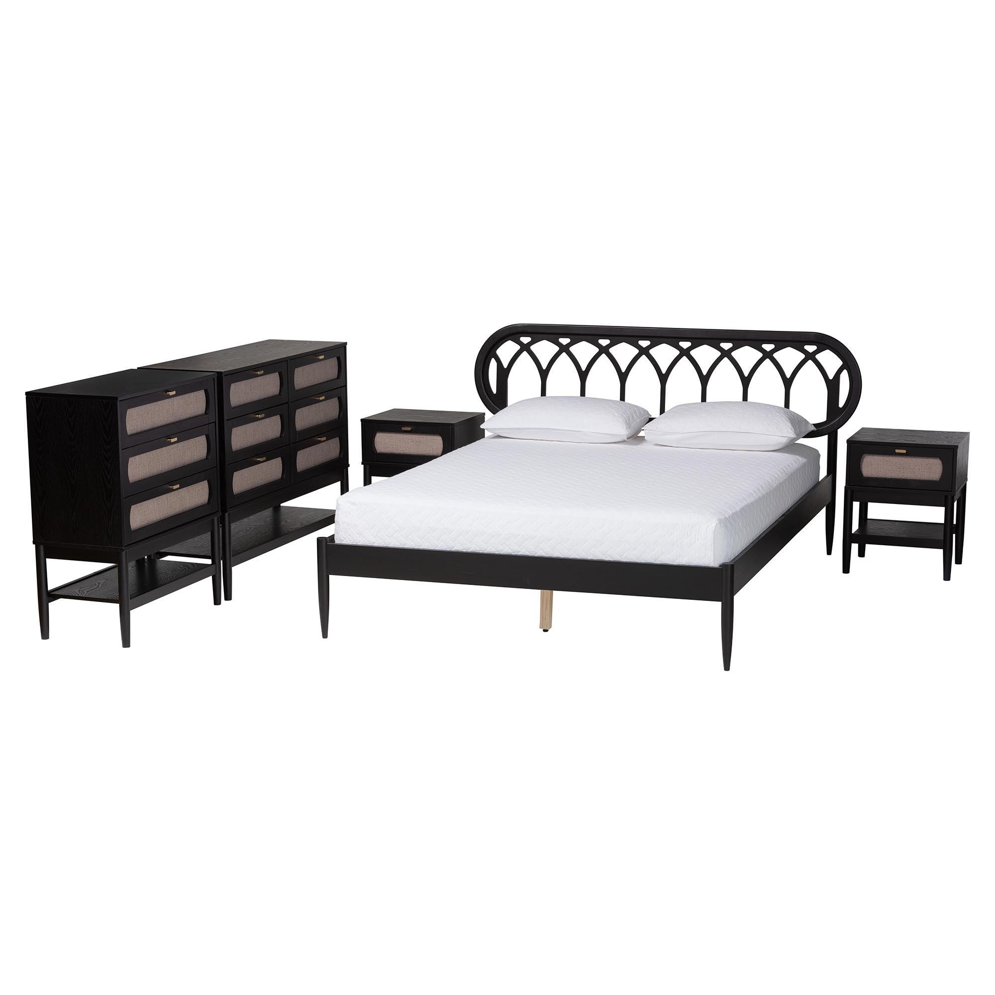 Florica Art Deco Wood 5-Piece Bedroom Set