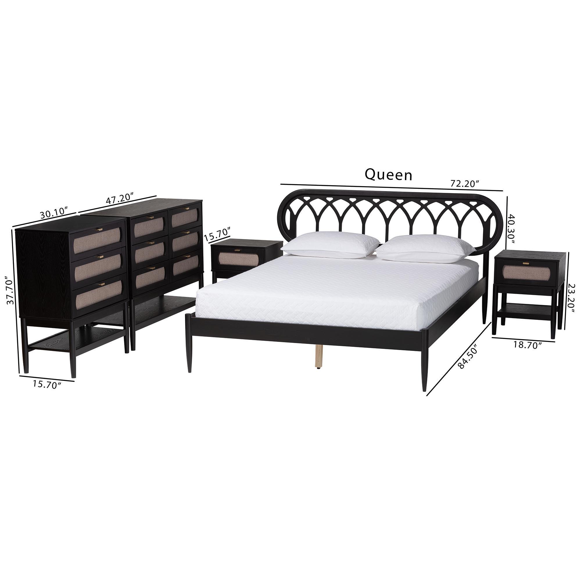 Florica Art Deco Wood 5-Piece Bedroom Set