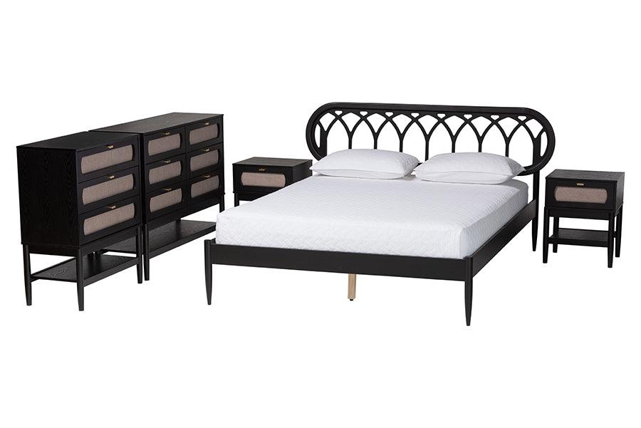 Florica Art Deco Wood 5-Piece Bedroom Set