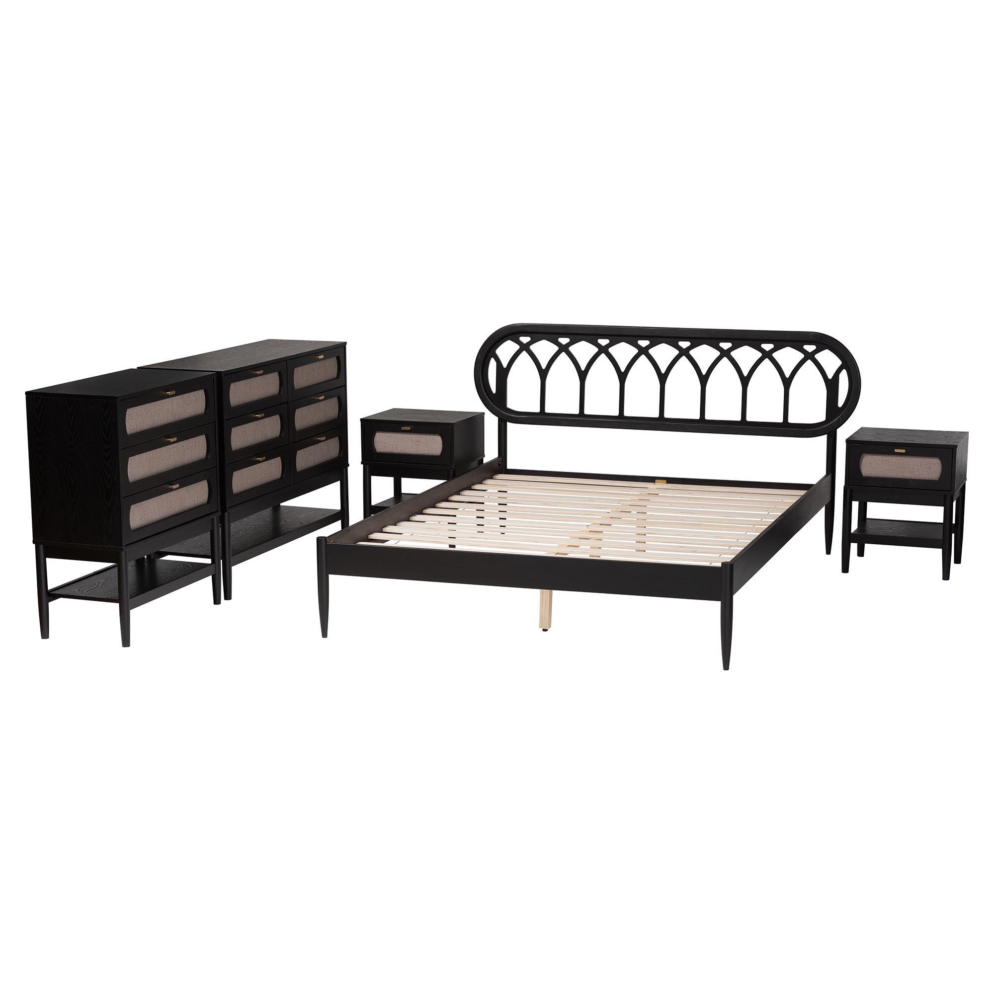 Florica Art Deco Wood 5-Piece Bedroom Set