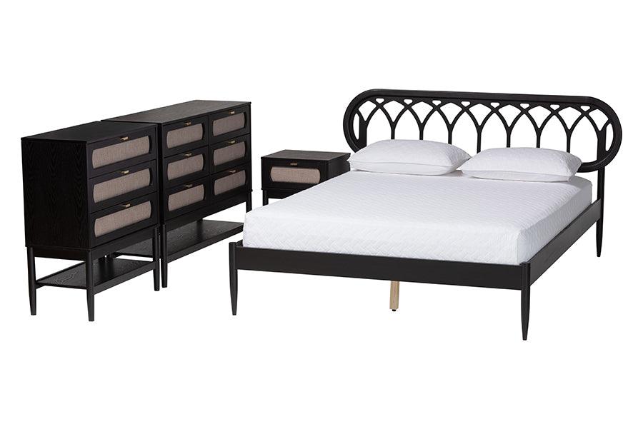 Florica Art Deco Wood 4-Piece Bedroom Set