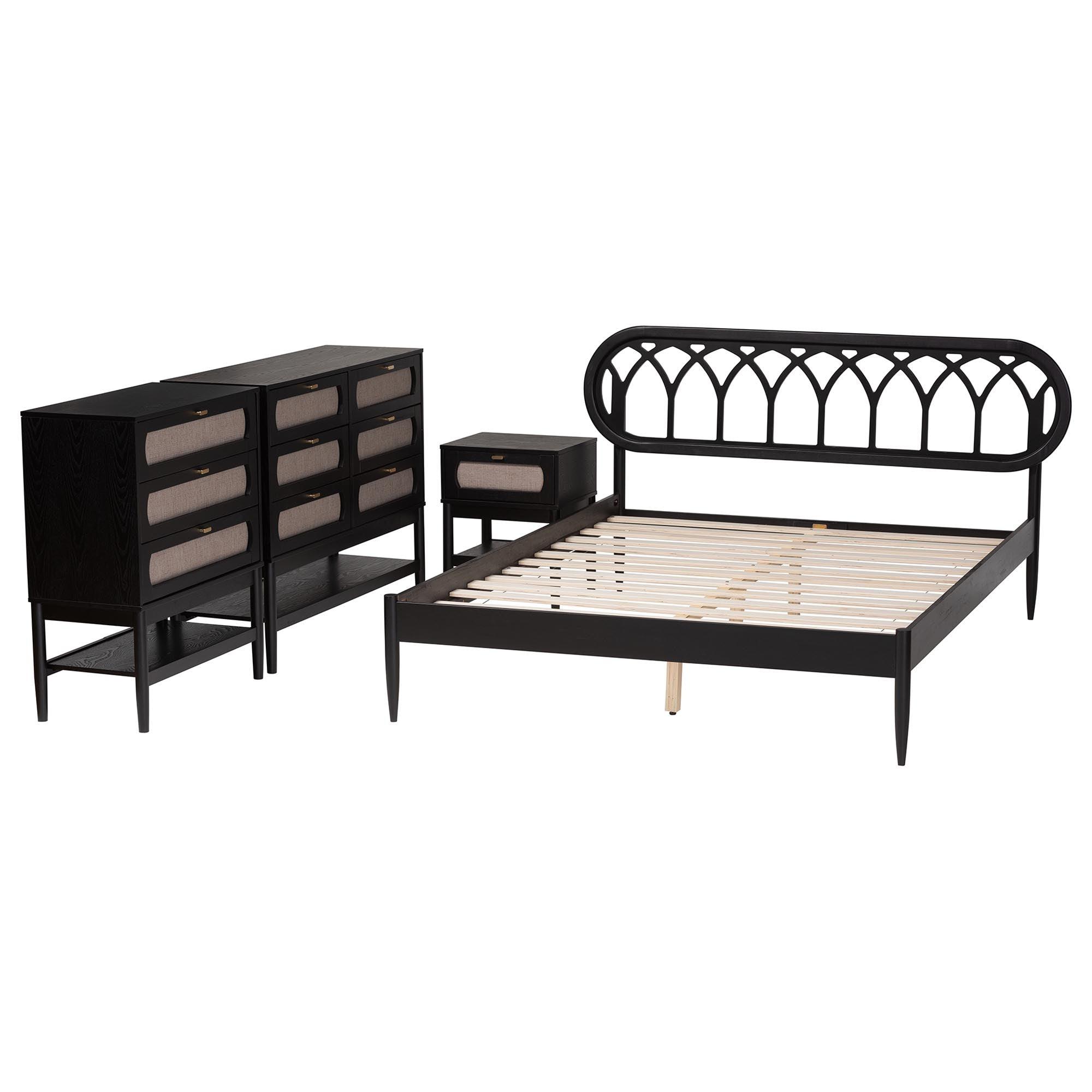 Florica Art Deco Wood 4-Piece Bedroom Set