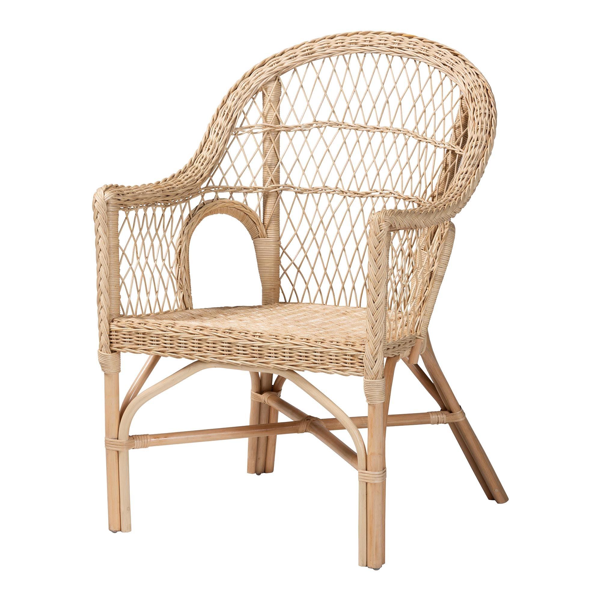 bali & pari Zaira Modern Bohemian Rattan Arm Chair