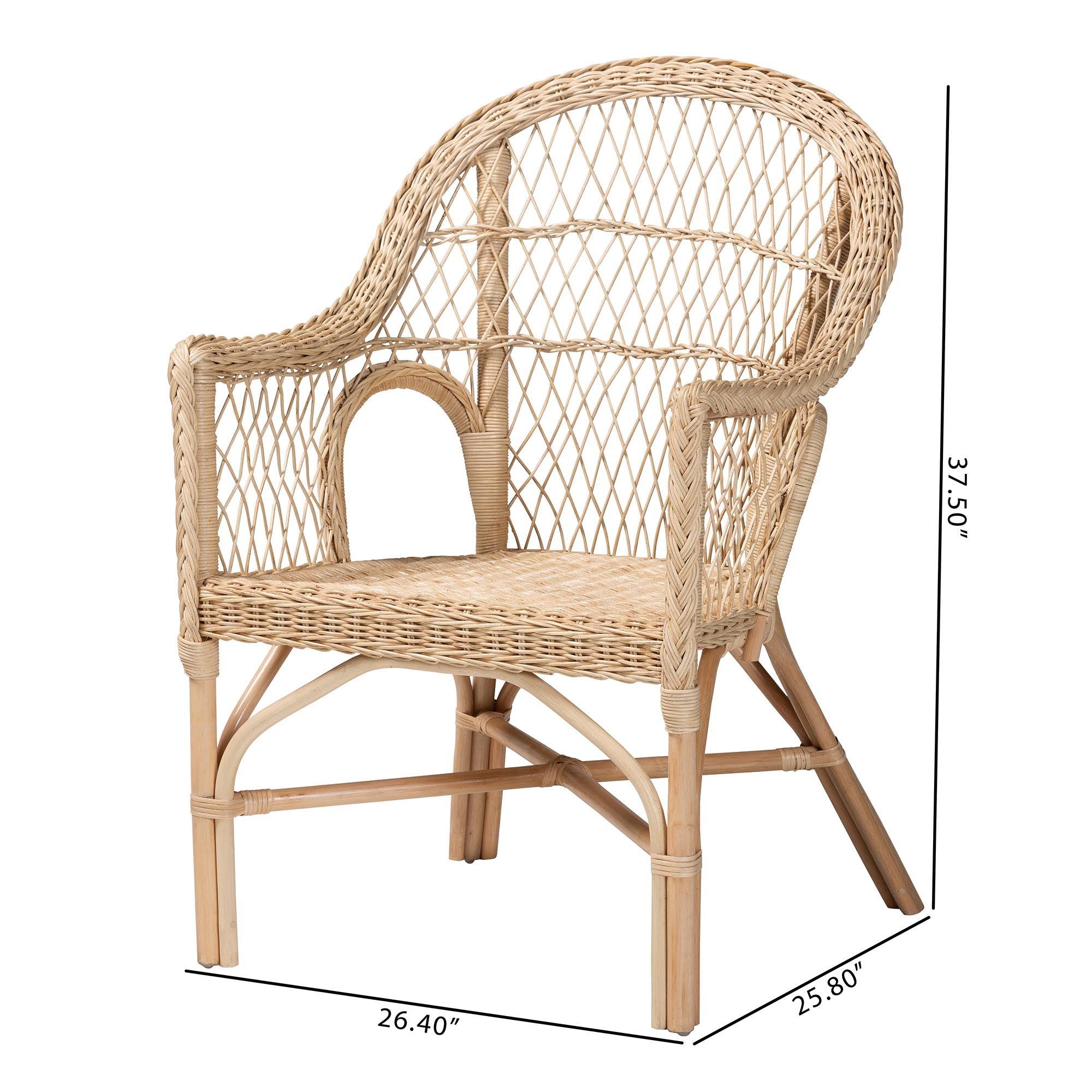 bali & pari Zaira Modern Bohemian Rattan Arm Chair