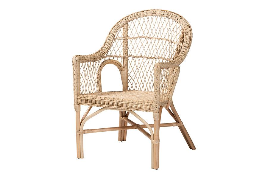 bali & pari Zaira Modern Bohemian Rattan Arm Chair