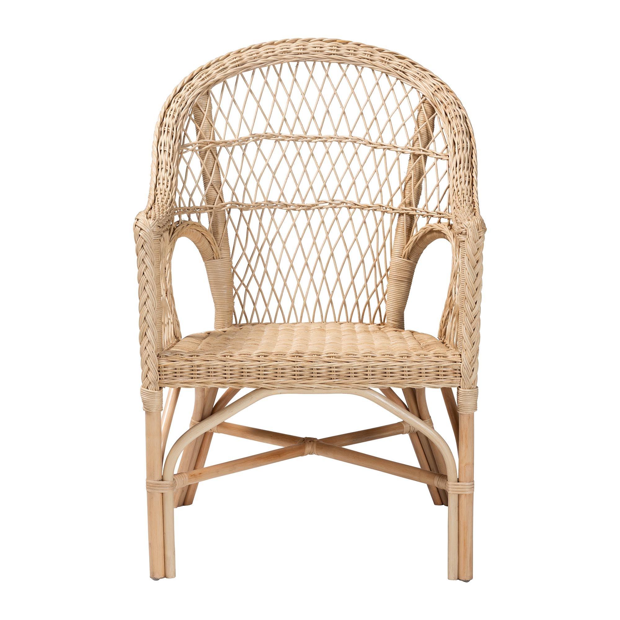 bali & pari Zaira Modern Bohemian Rattan Arm Chair