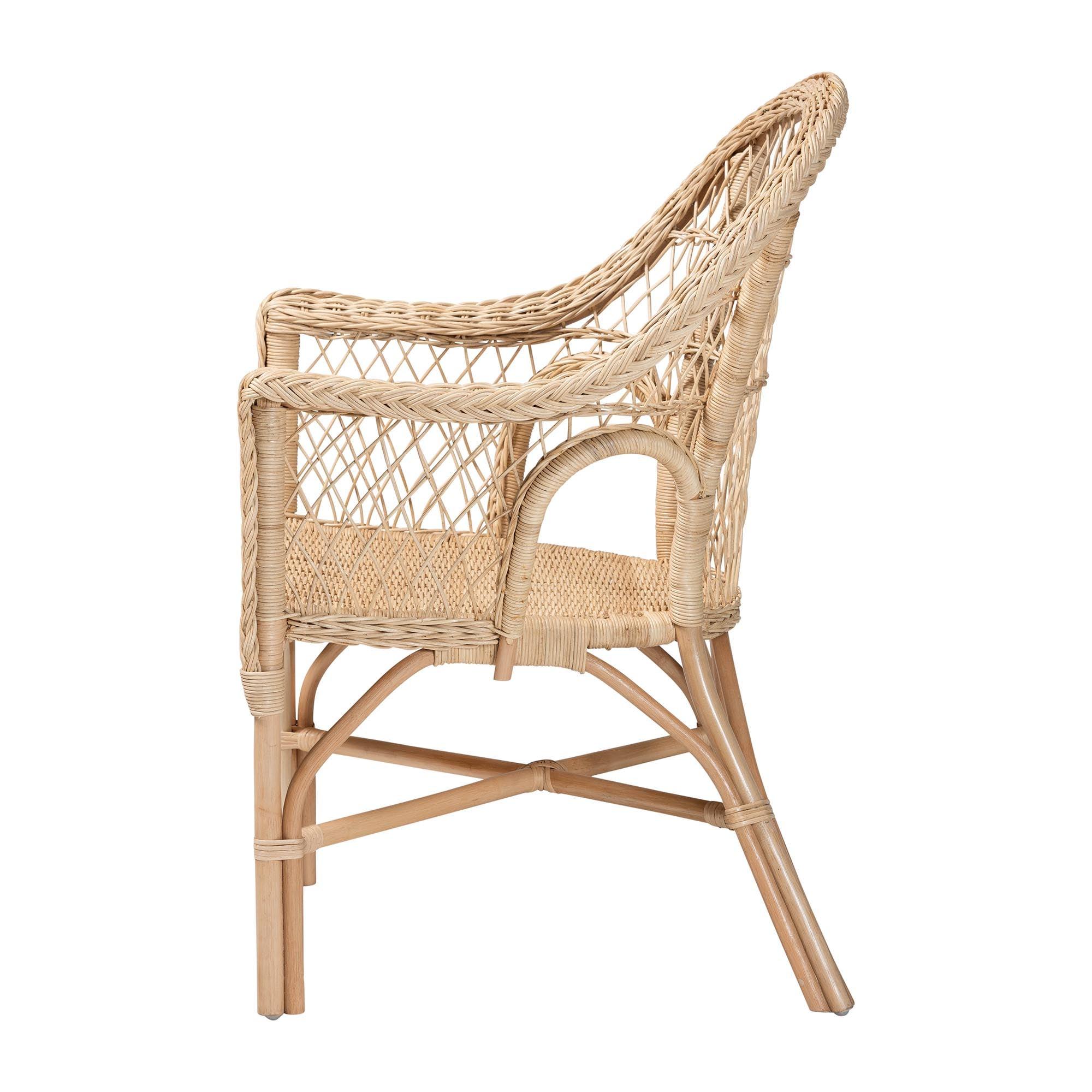 bali & pari Zaira Modern Bohemian Rattan Arm Chair