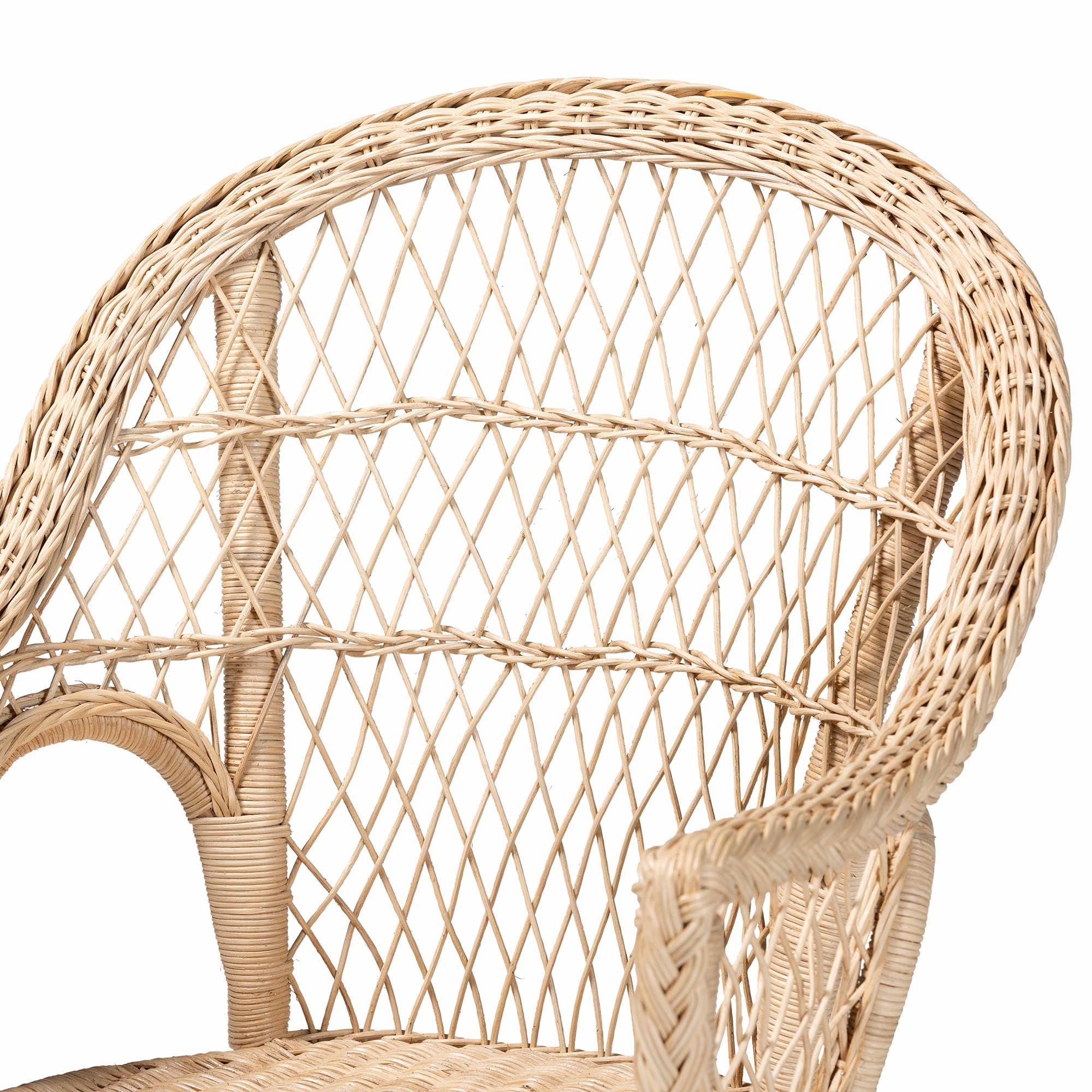 bali & pari Zaira Modern Bohemian Rattan Arm Chair